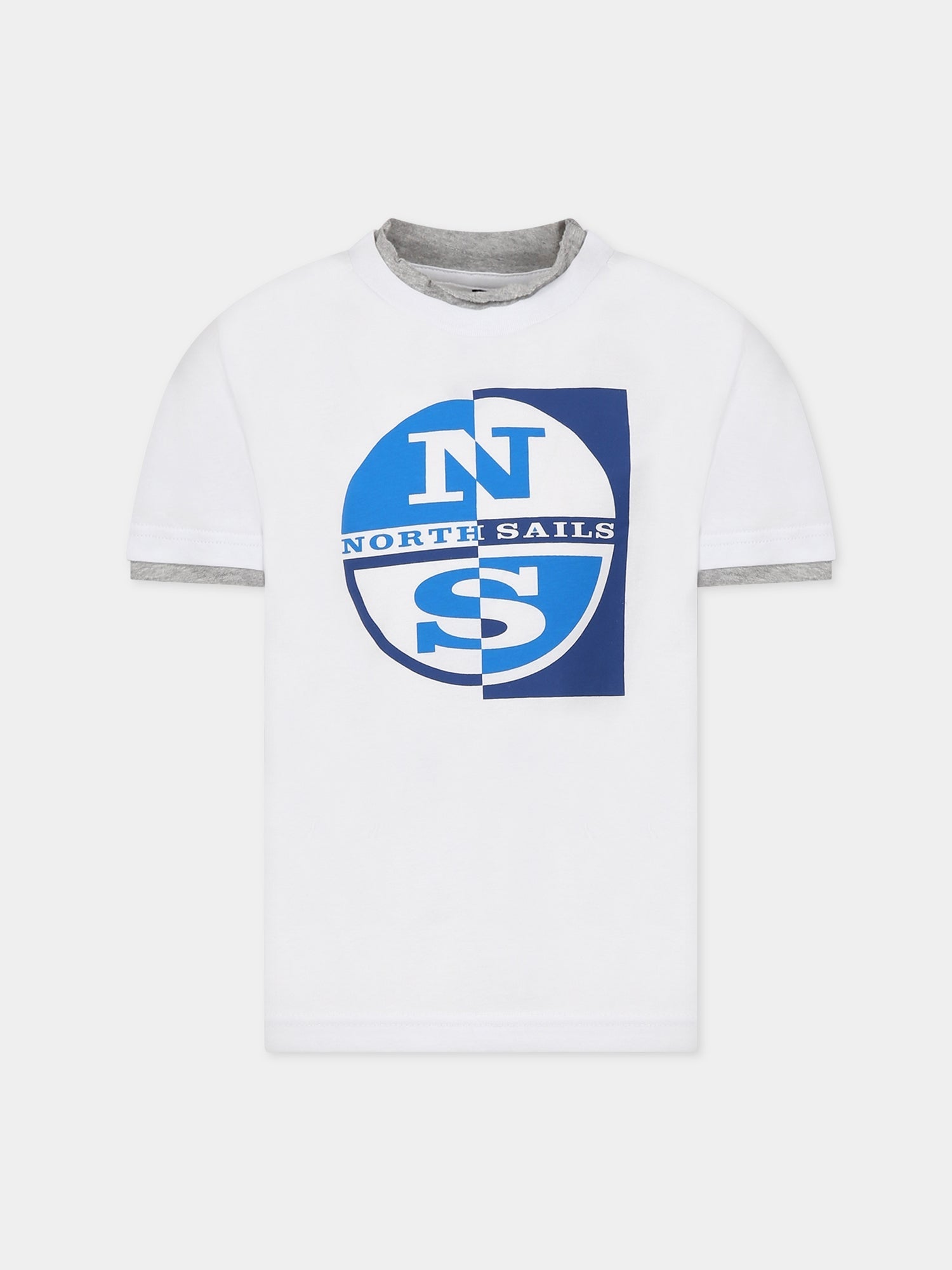 T-shirt bianco per bambino con logo,North Sails,795037 000 0101