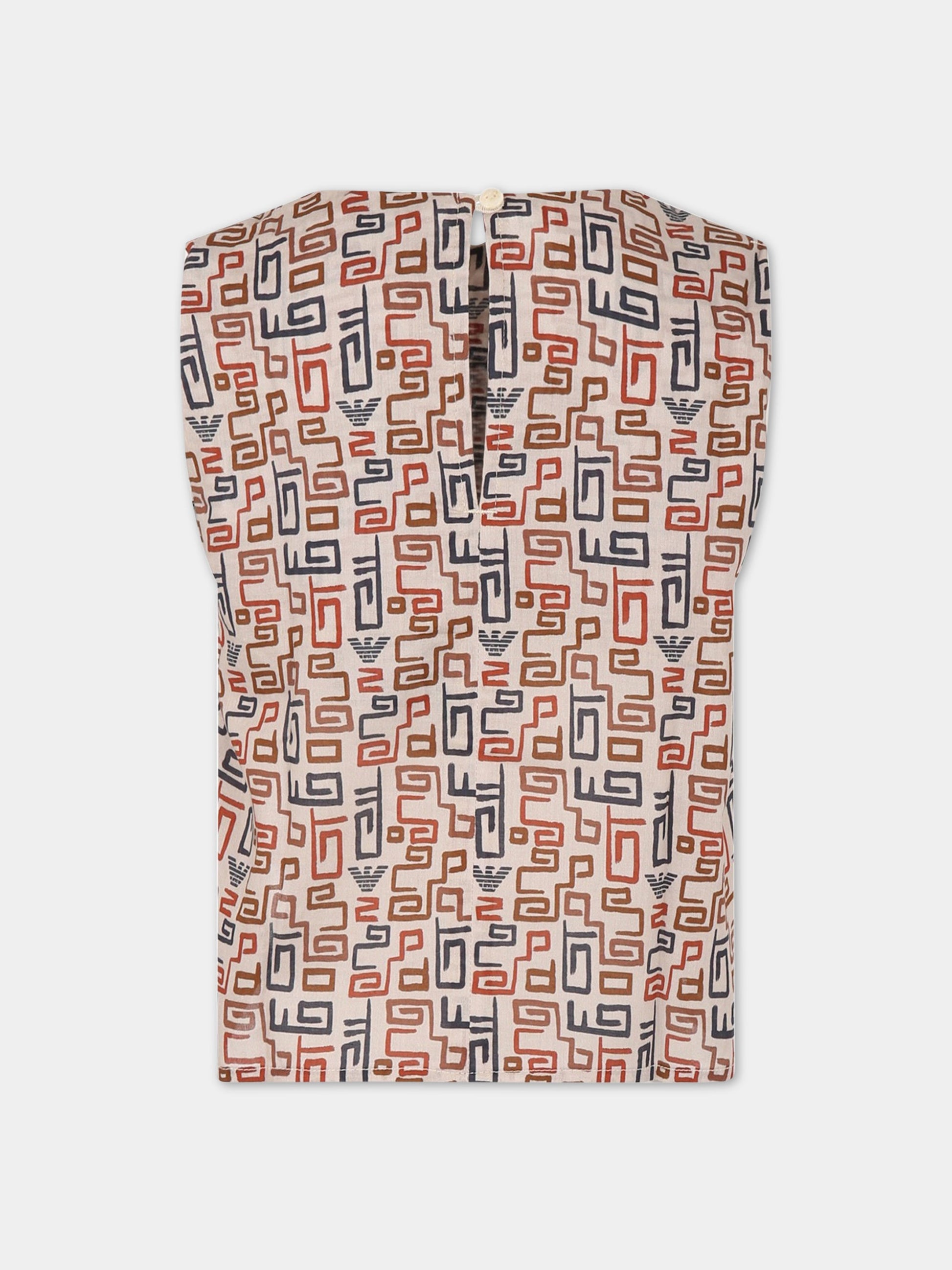 T-shirt avorio per bambina con logo,Armani Junior,3R3H02 1NS9Z F184