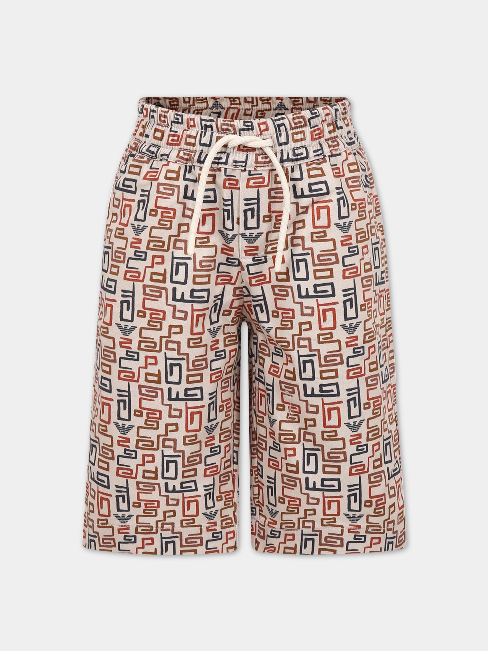 Shorts avorio per bambino con logo,Armani Junior,3R4S6F 1NX4Z F184