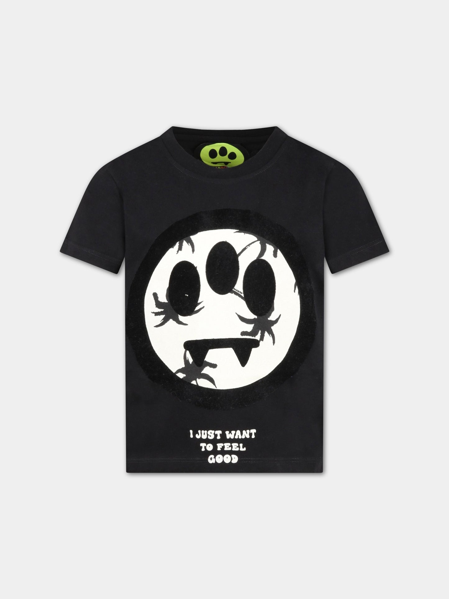 T-shirt nera per bambino con smile bianco,Barrow,032936 110