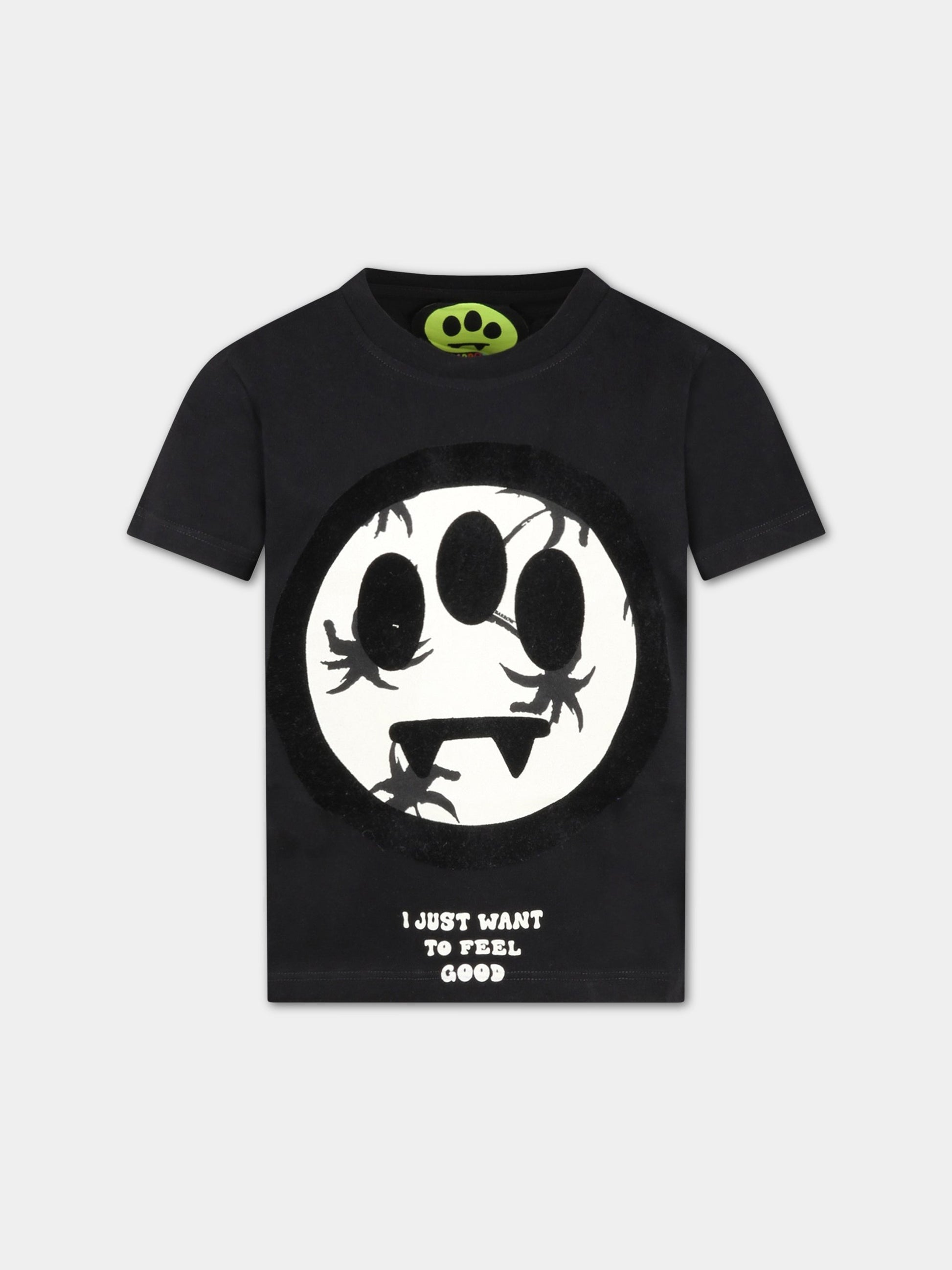 T-shirt nera per bambino con smile bianco,Barrow,032936 110