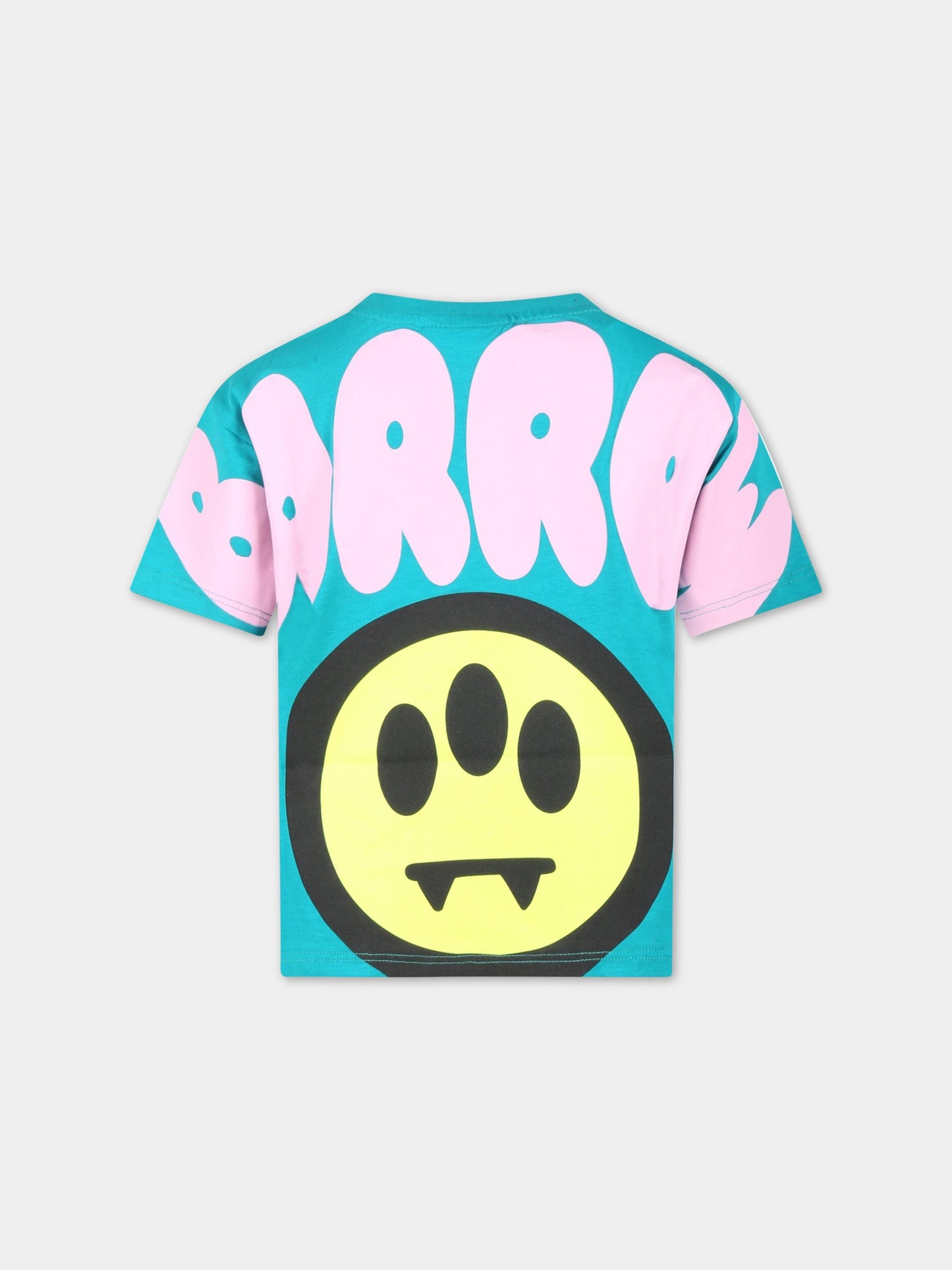 T-shirt verde per bambini con logo rosa e smile,Barrow,033038 923
