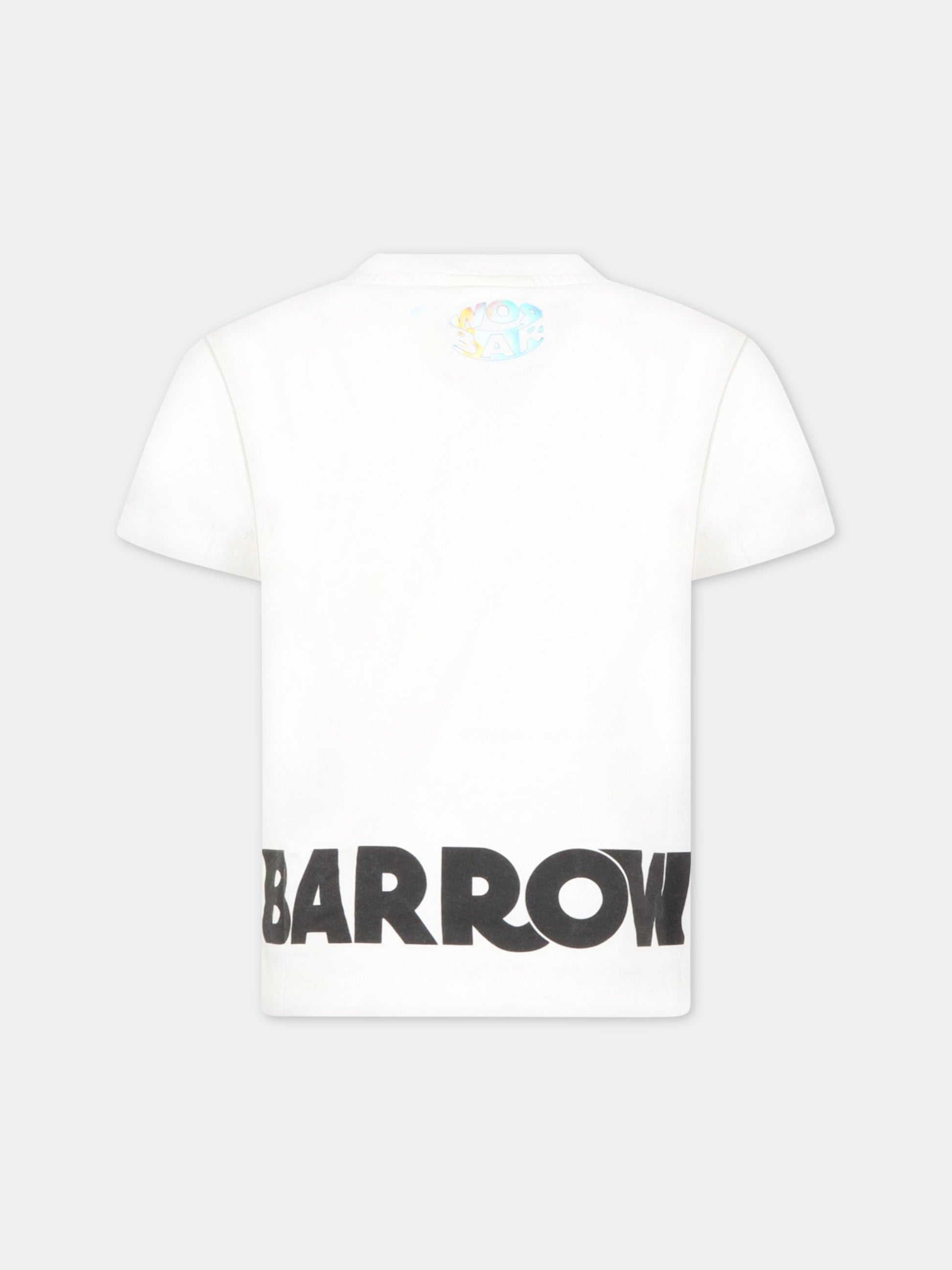 T-shirt bianca per bambino con logo nero,Barrow,033045 002