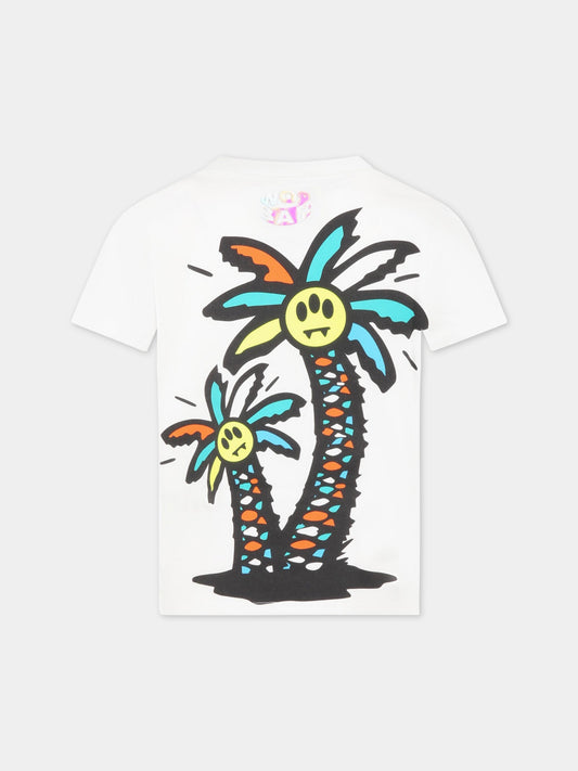T-shirt bianca per bambino con smile e palme,Barrow,033097 002