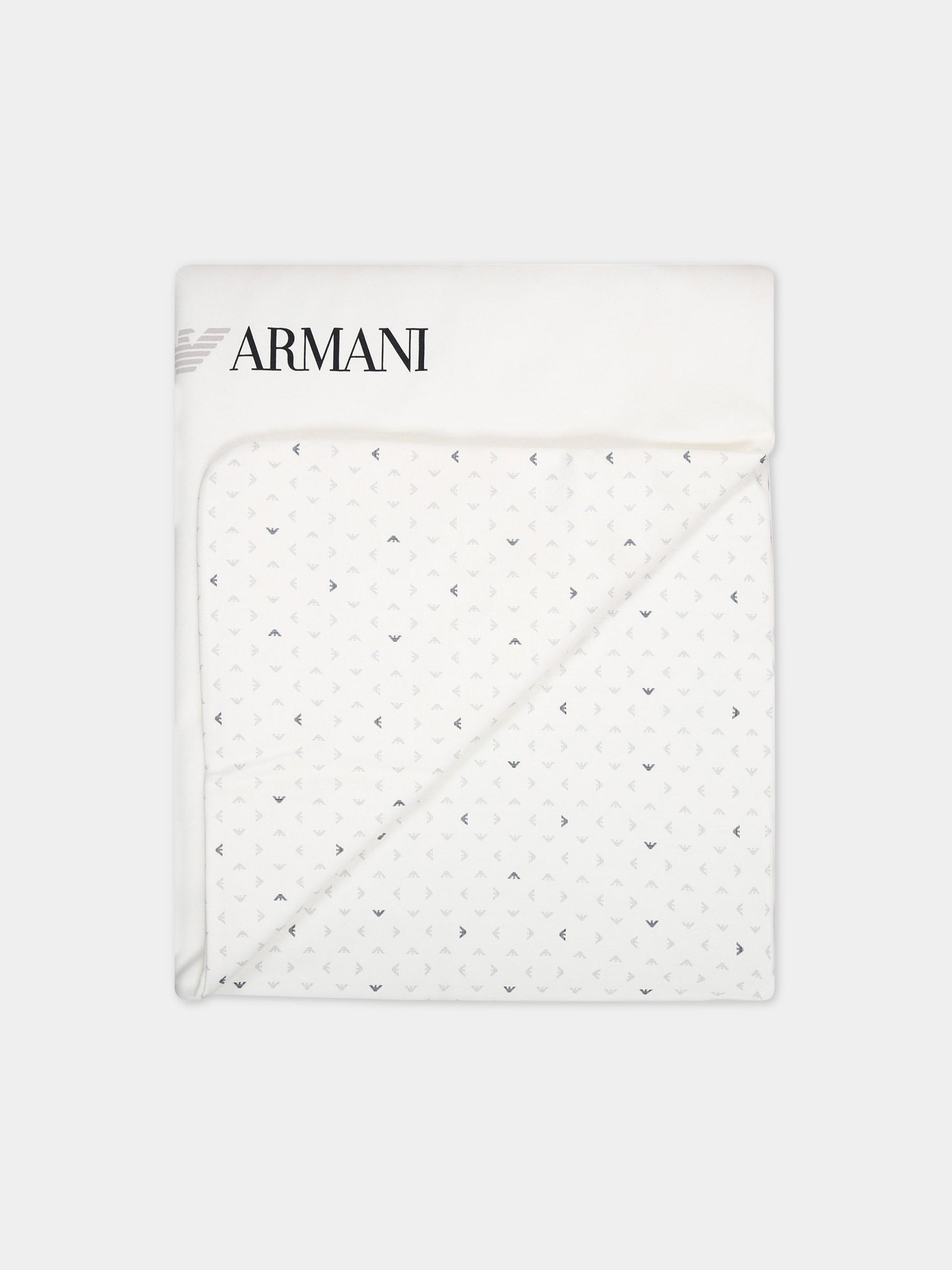 Coperta bianca per neonato con logo,Armani Junior,8NN840 NJ05Z F110
