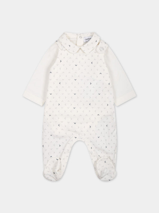 Coompleto bianco per neonato con iconici aquilotti,Armani Junior,8NNV48 NJ05Z F110