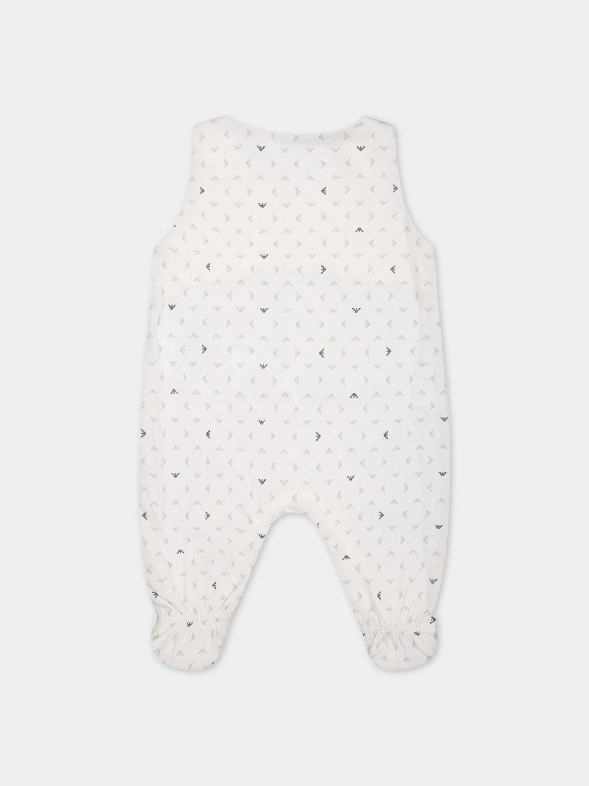 Coompleto bianco per neonato con iconici aquilotti,Armani Junior,8NNV48 NJ05Z F110