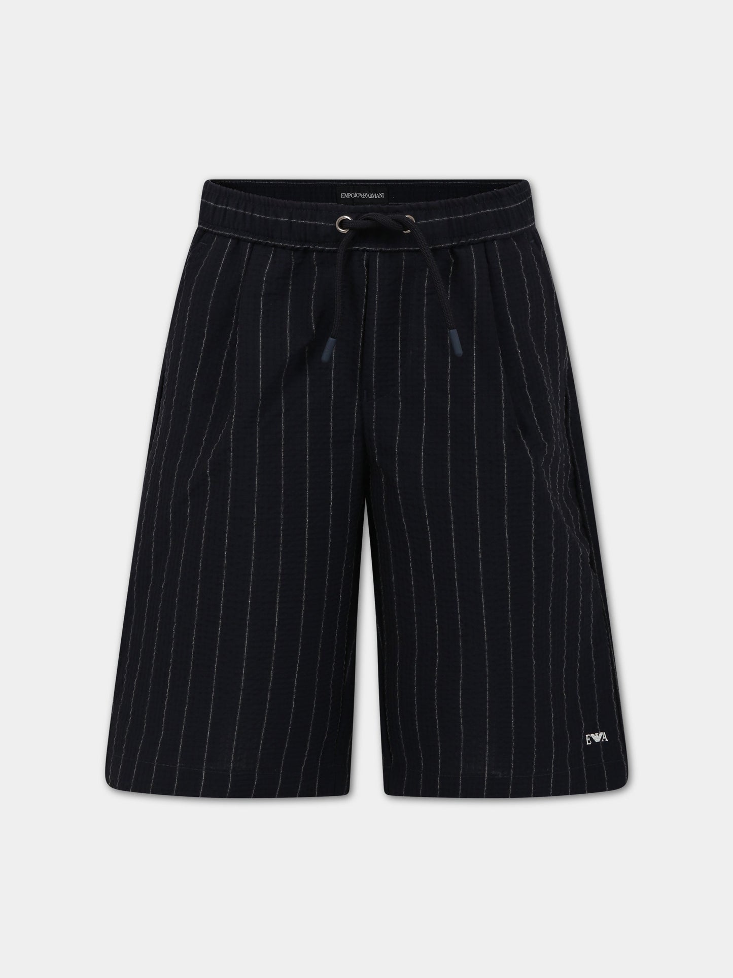 Shorts blu per bambino con logo iconico aquilotto,Armani Junior,3R4SJ2 4N7TZ F924