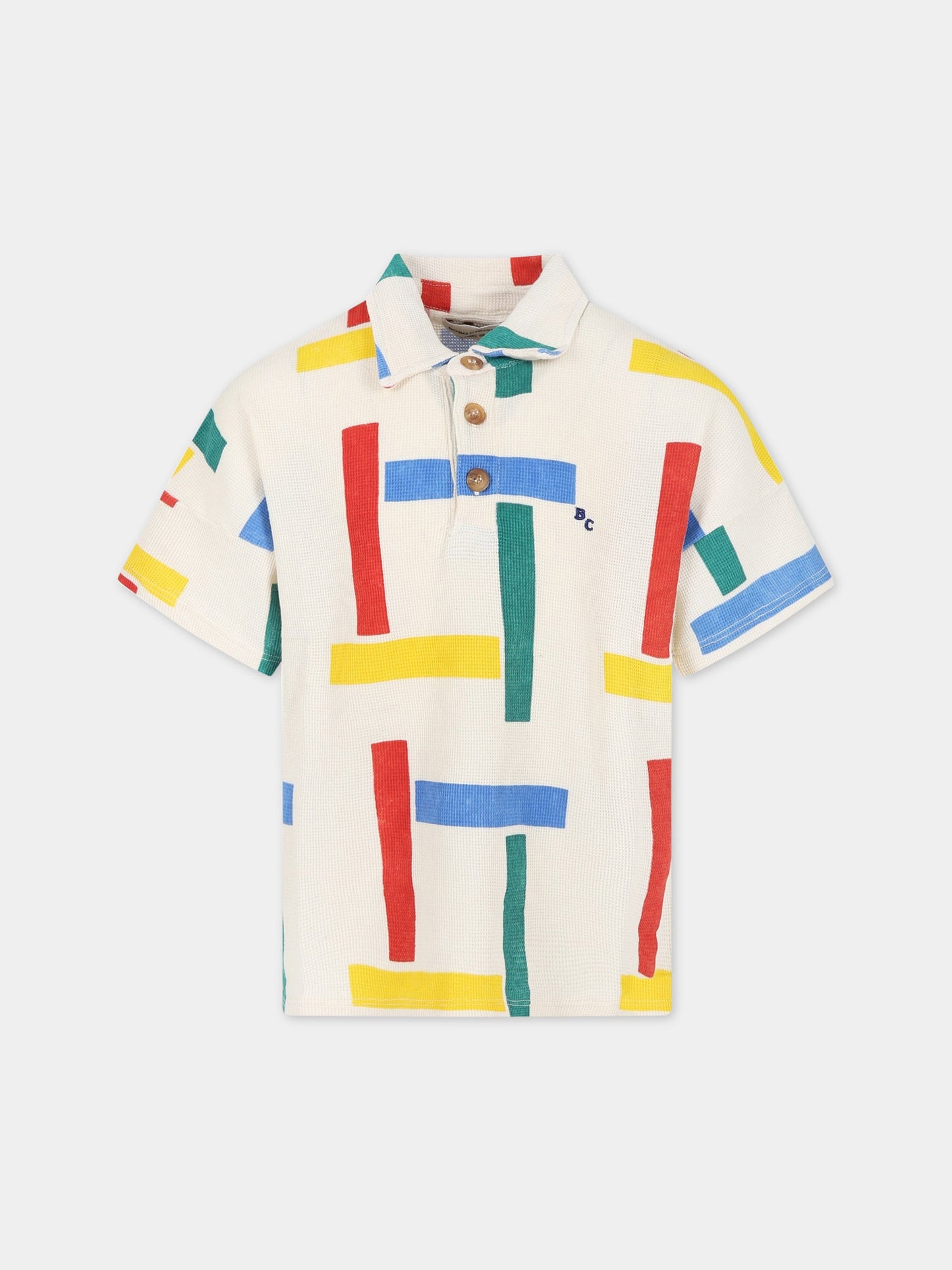 Polo avorio per bambino con logo,Bobo Choses,123AC030