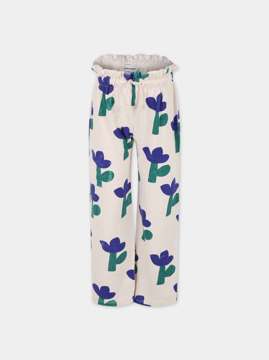 Pantaloni avorio per bambina con fiori,Bobo Choses,123AC085