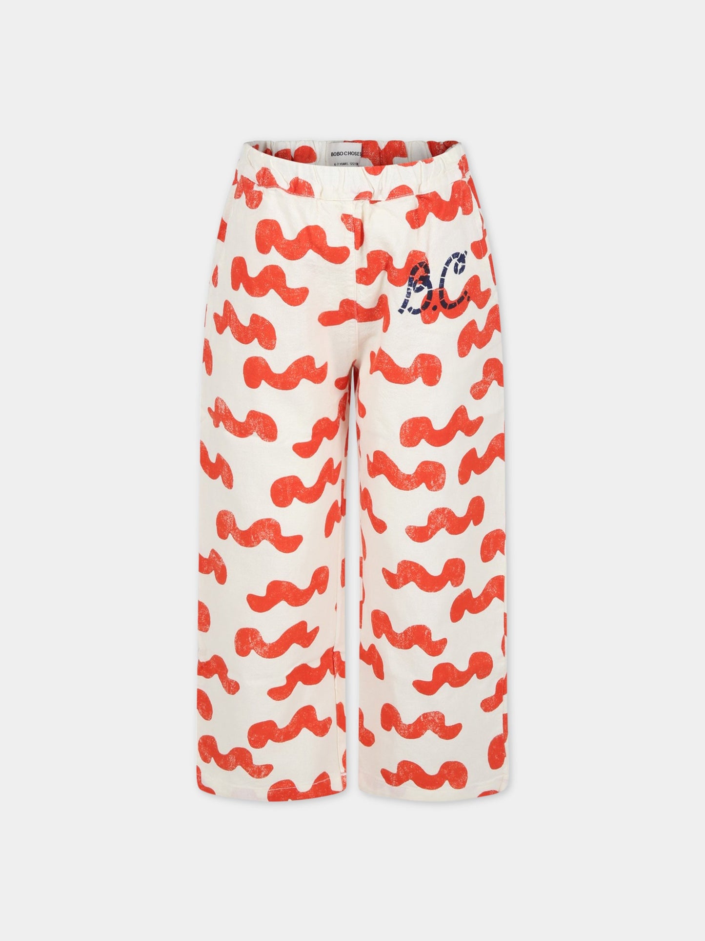 Pantaloni avorio per bambino con onde rosse,Bobo Choses,123AC094