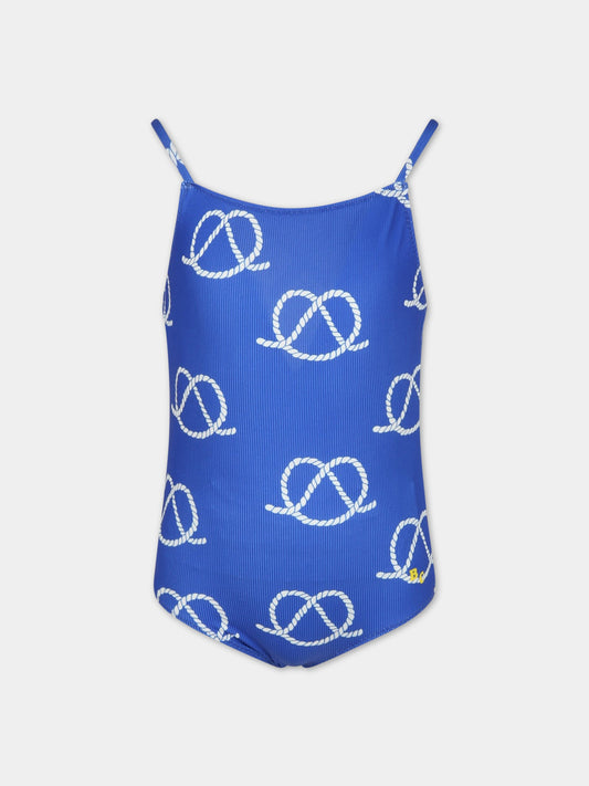 Costume intero blu per bambina con stampa e logo,Bobo Choses,123AC144