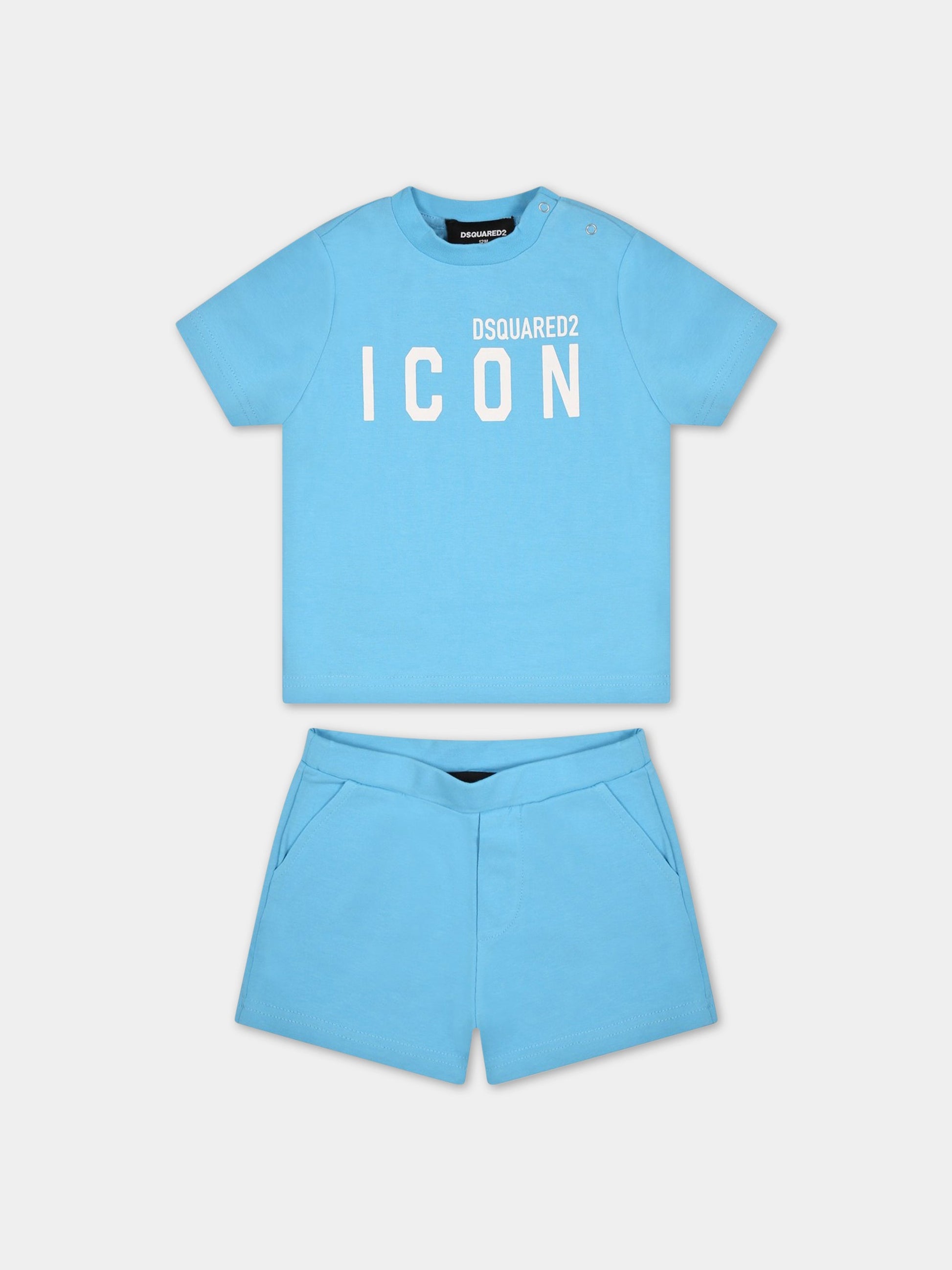 Completo celeste per neonato con logo,Dsquared2,DQ1038 D008J DQ818