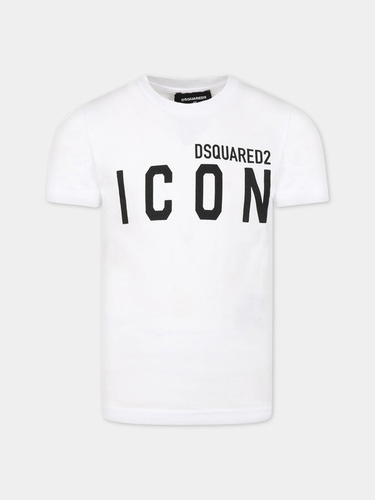 T-shirt bianca per bambino con logo,Dsquared2,DQ1359 D00MV DQ100
