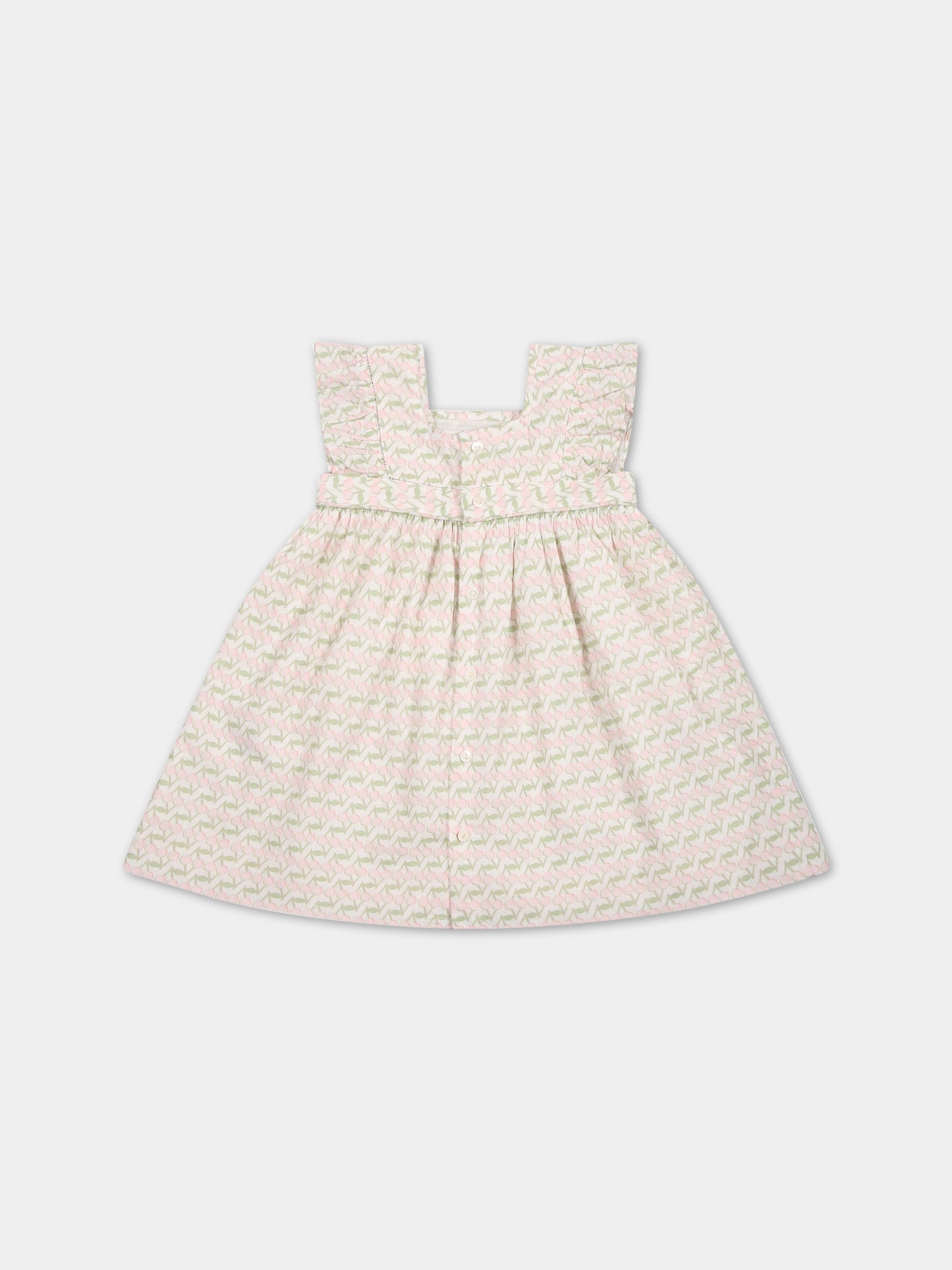 Vestito bianco per neonata con ciliegie,Bonpoint,S03XDRW00110 620