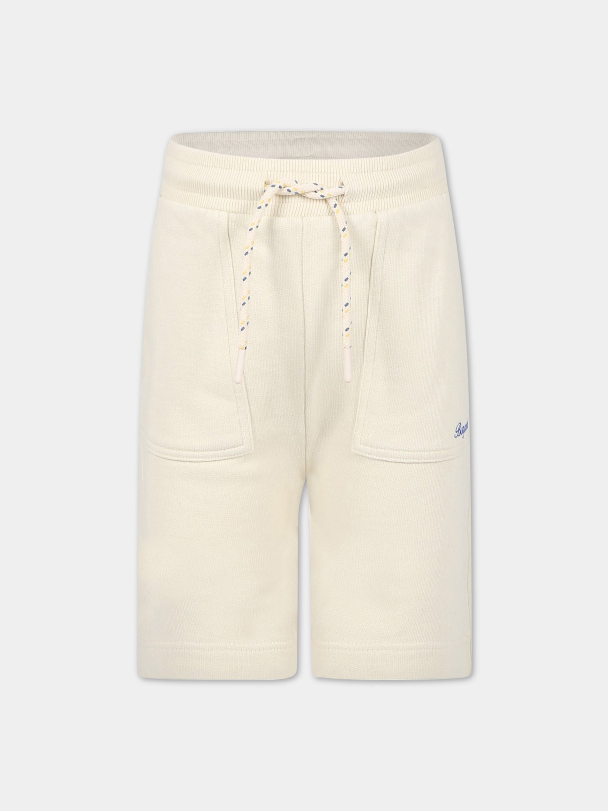 Shorts avorio per bambino con logo,Bonpoint,S03BBEW00008 003A
