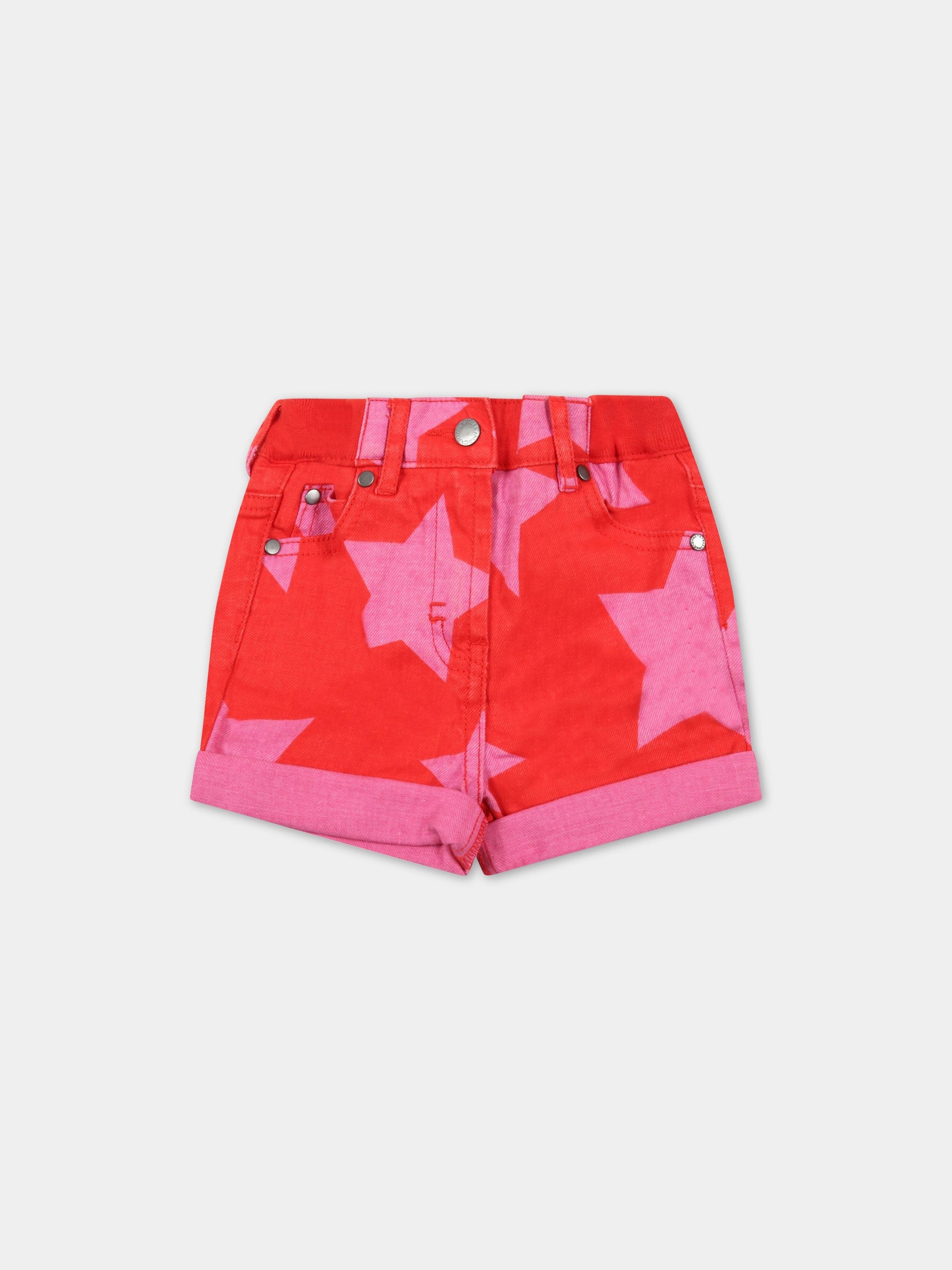 Short rosso per neonata con stelle,Stella Mccartney Kids,8Q6HM9 Z0156 410RS