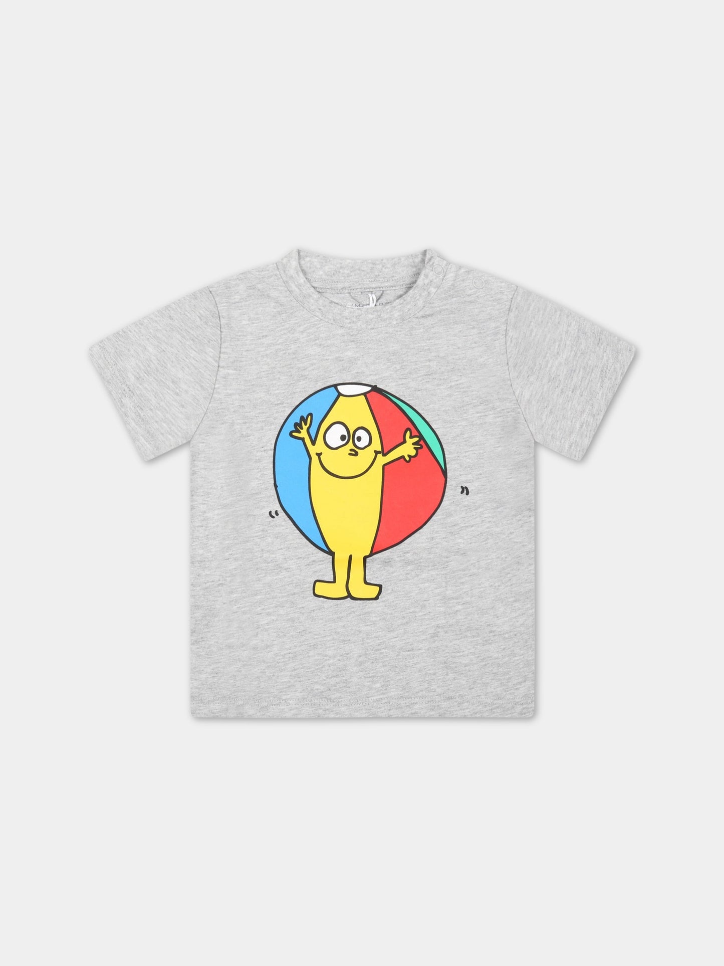 T-shirt grigio per neonato con pallone,Stella Mccartney Kids,8Q8TF1 Z0168 905