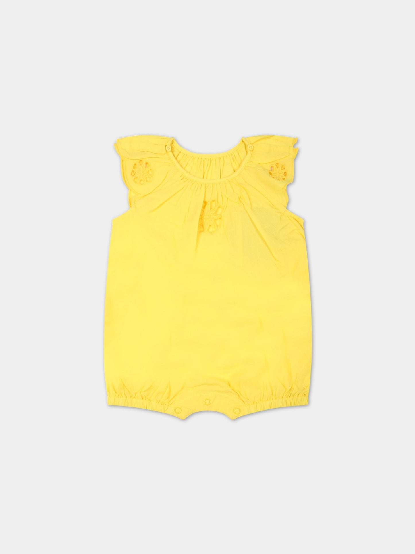 Pagliaccetto giallo per neonata con fiore,Stella Mccartney Kids,8QAHH2 Z0142 202