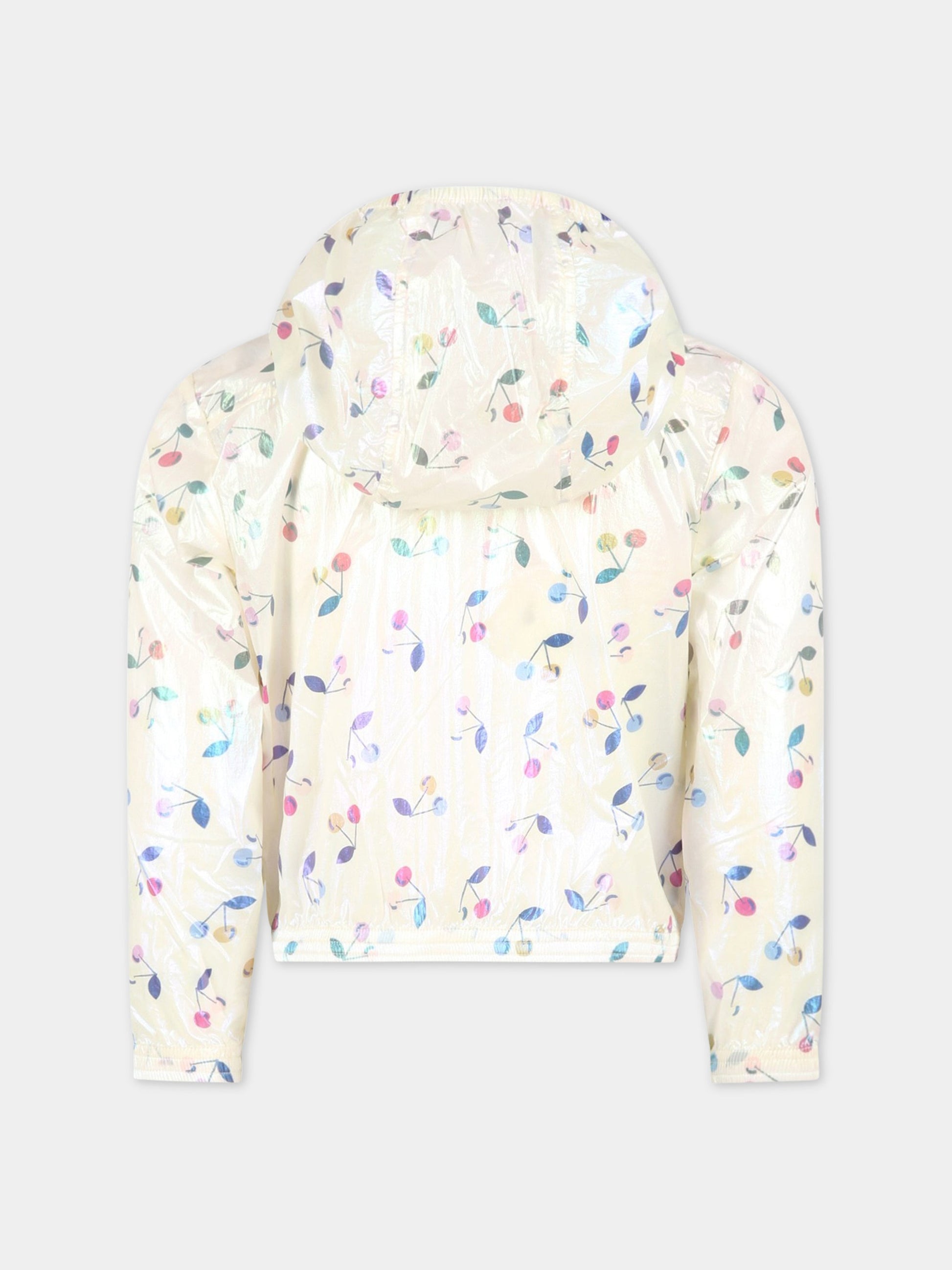 Giacca avorio a vento per bambina con ciliegie,Bonpoint,S03GOUW00100 680