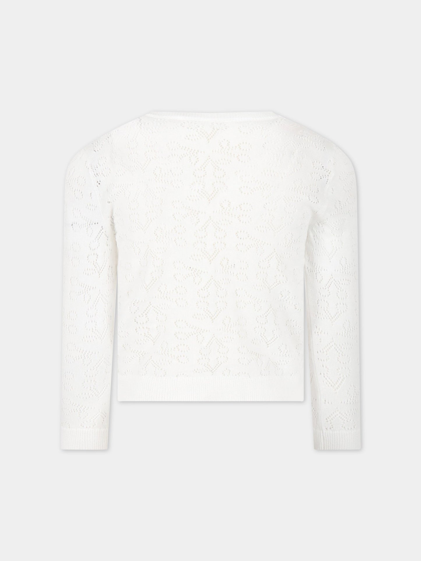 Cardigan avorio per bambina con iconiche ciliegie all-over,Bonpoint,S03GCAK00107 003