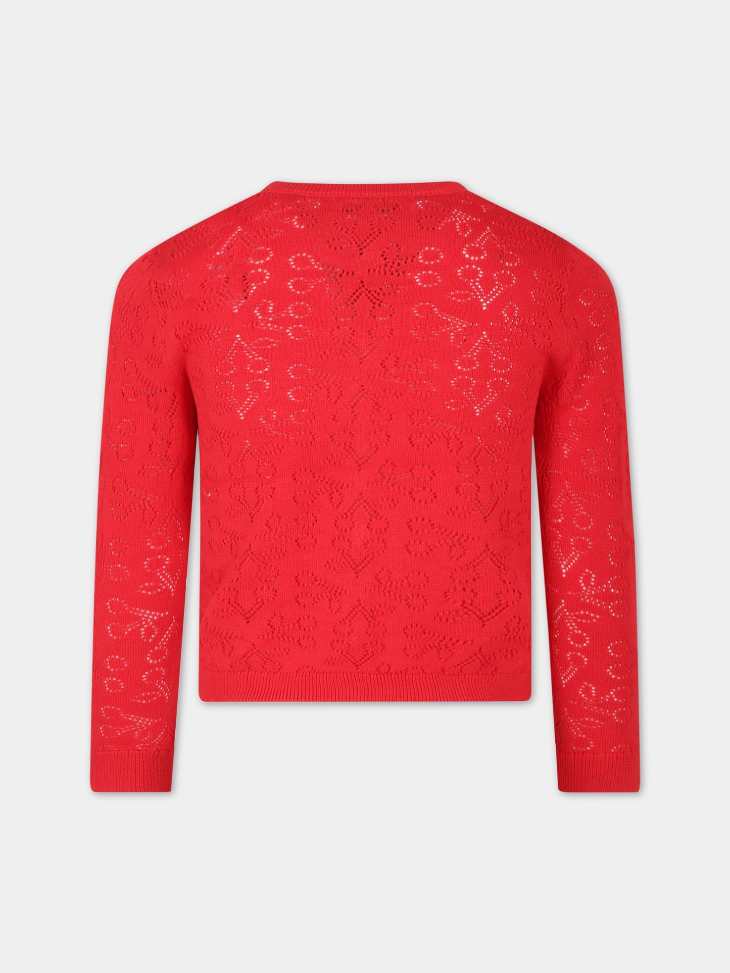 Cardigan rosso per bambina con iconiche ciliegie all-over,Bonpoint,S03GCAK00107 051
