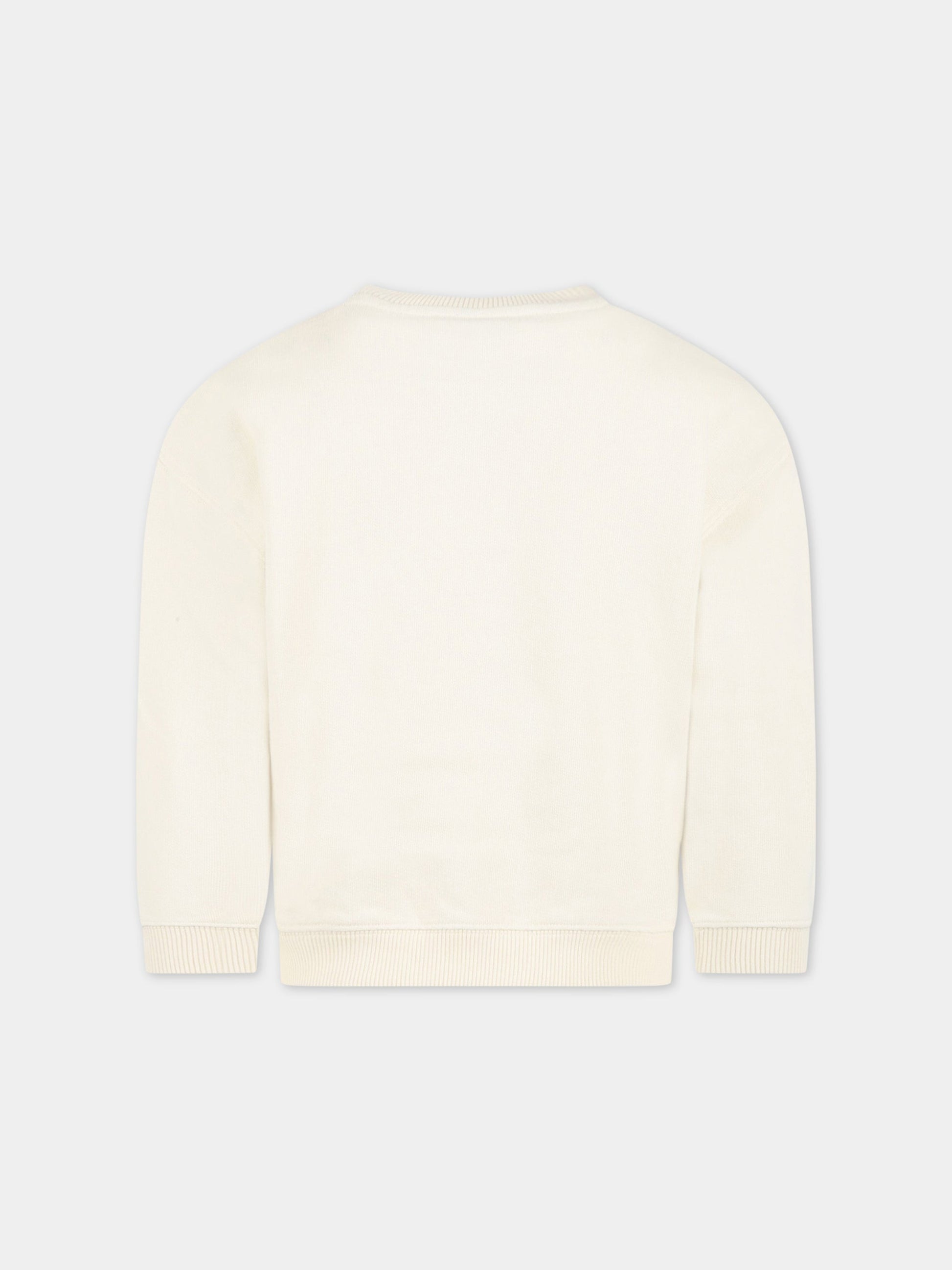 Felpa avorio per bambina con logo rosso ricamato,Bonpoint,S03GSWK00002 103A