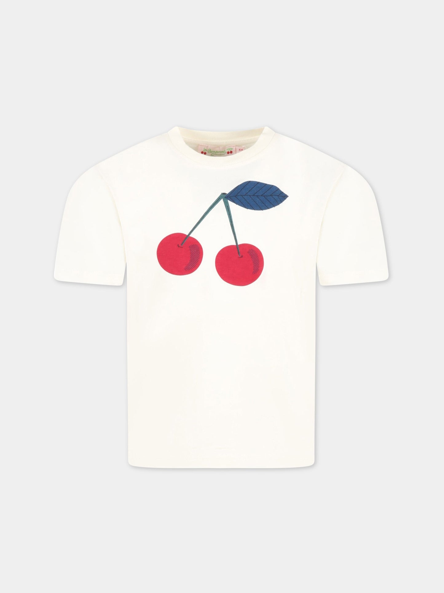 T-shirt avorio per bambina con ciliegie,Bonpoint,S03GTSK00014 102