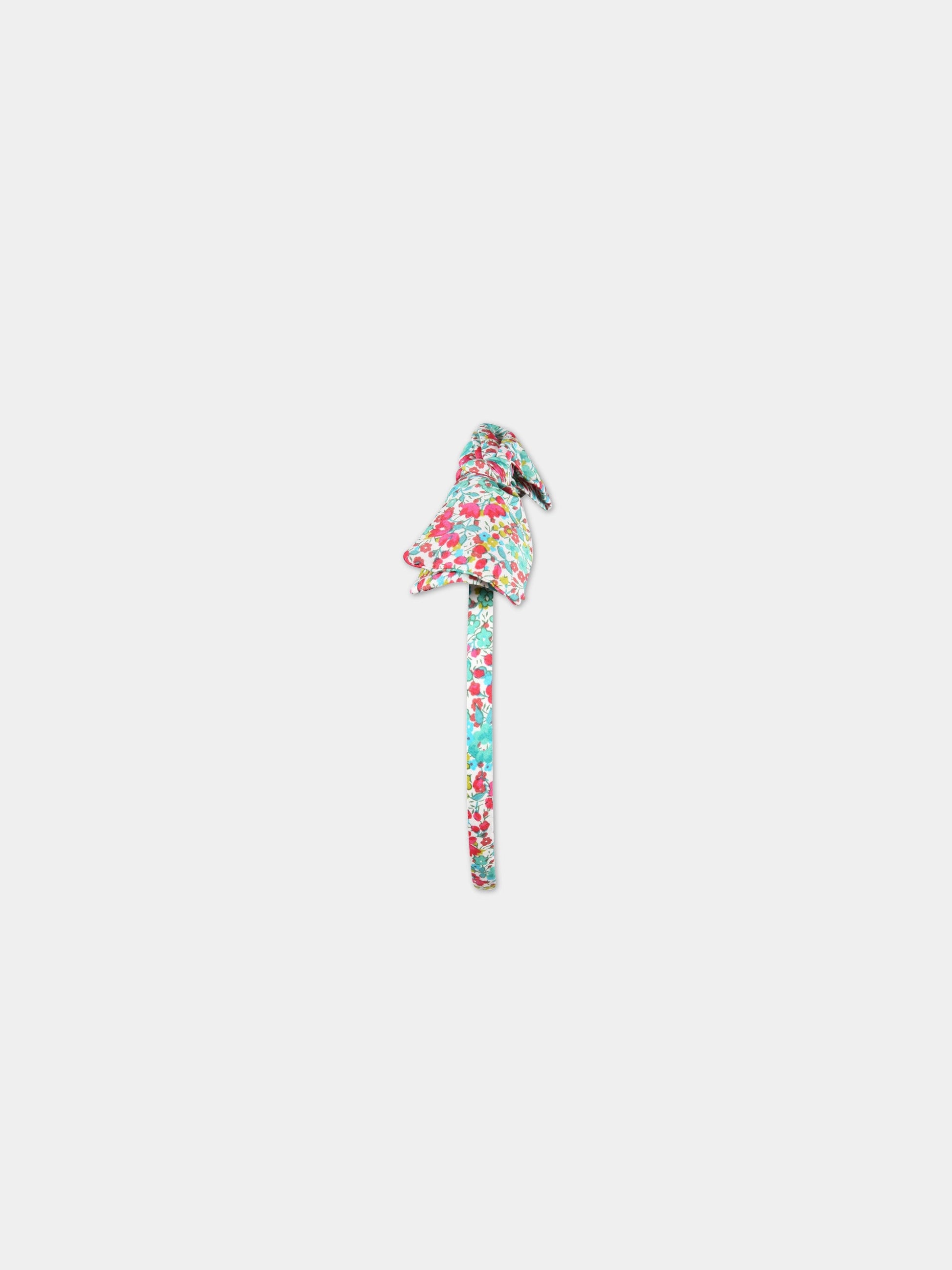 Cerchietto multicolor per bambina con fiocco e stampa liberty,Bonpoint,S03GHAW00100 544A