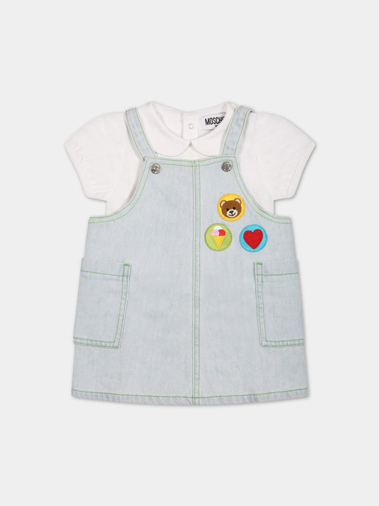 Completo multiticolor per neonata con logo e Teddy Bear,Moschino Kids,MDG00Q L0E12 40213
