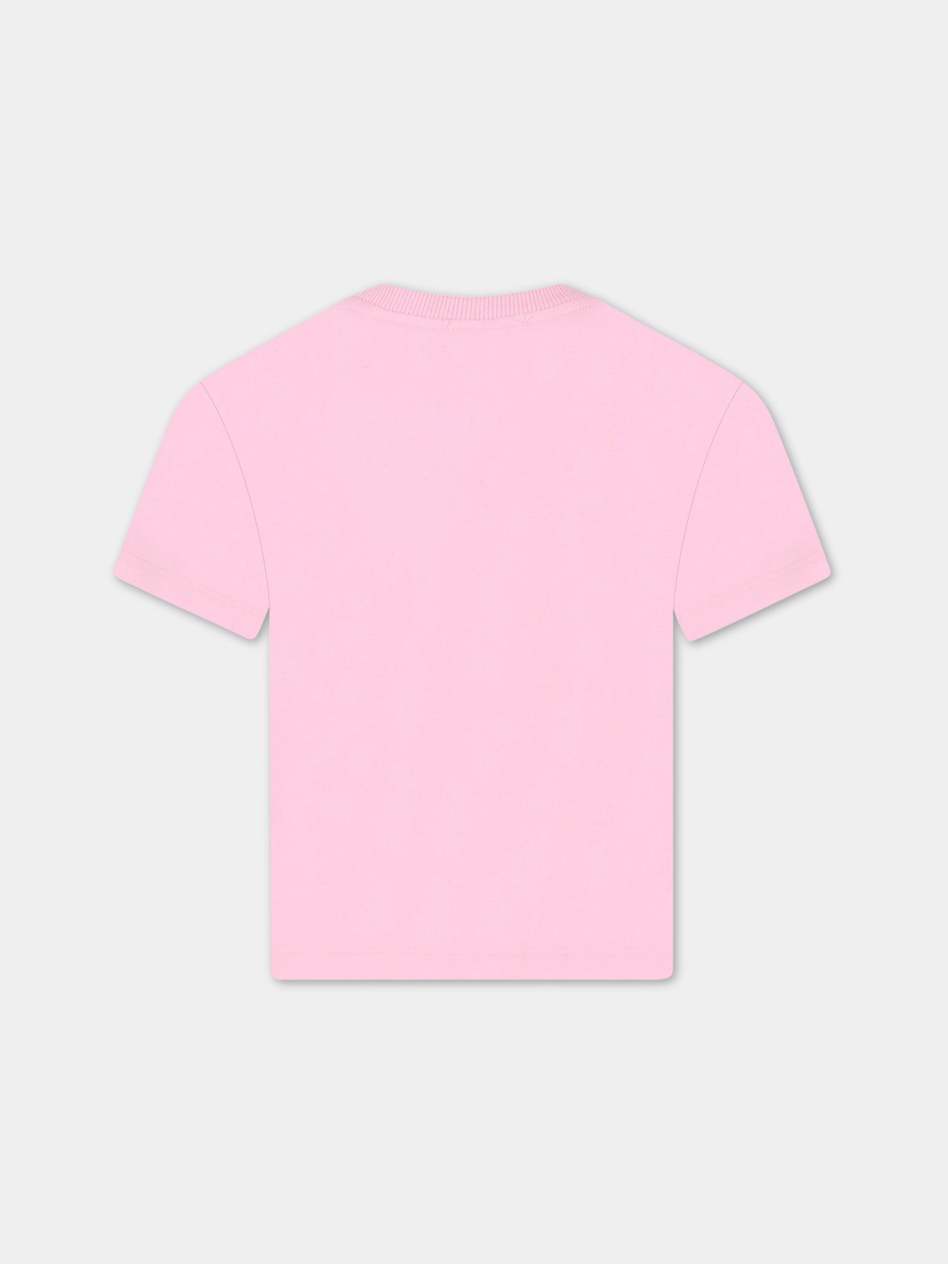 T-shirt rosa per bambina con Teddy Bear e logo,Moschino Kids,HMM046 LBA10 51473