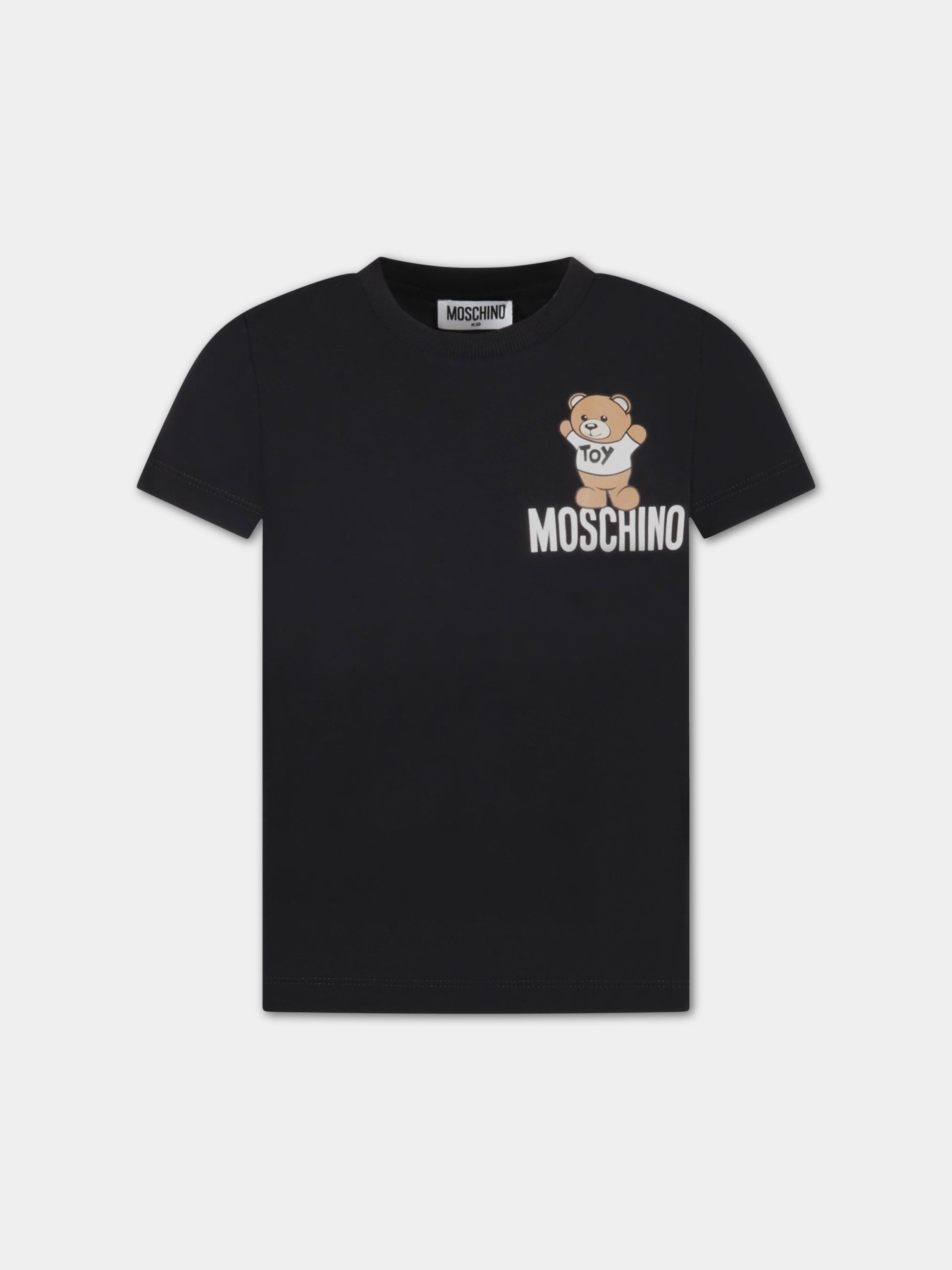 T-shirt nera per bambino con Teddy Bear sul petto,Moschino Kids,HNM03U LAA02 60100