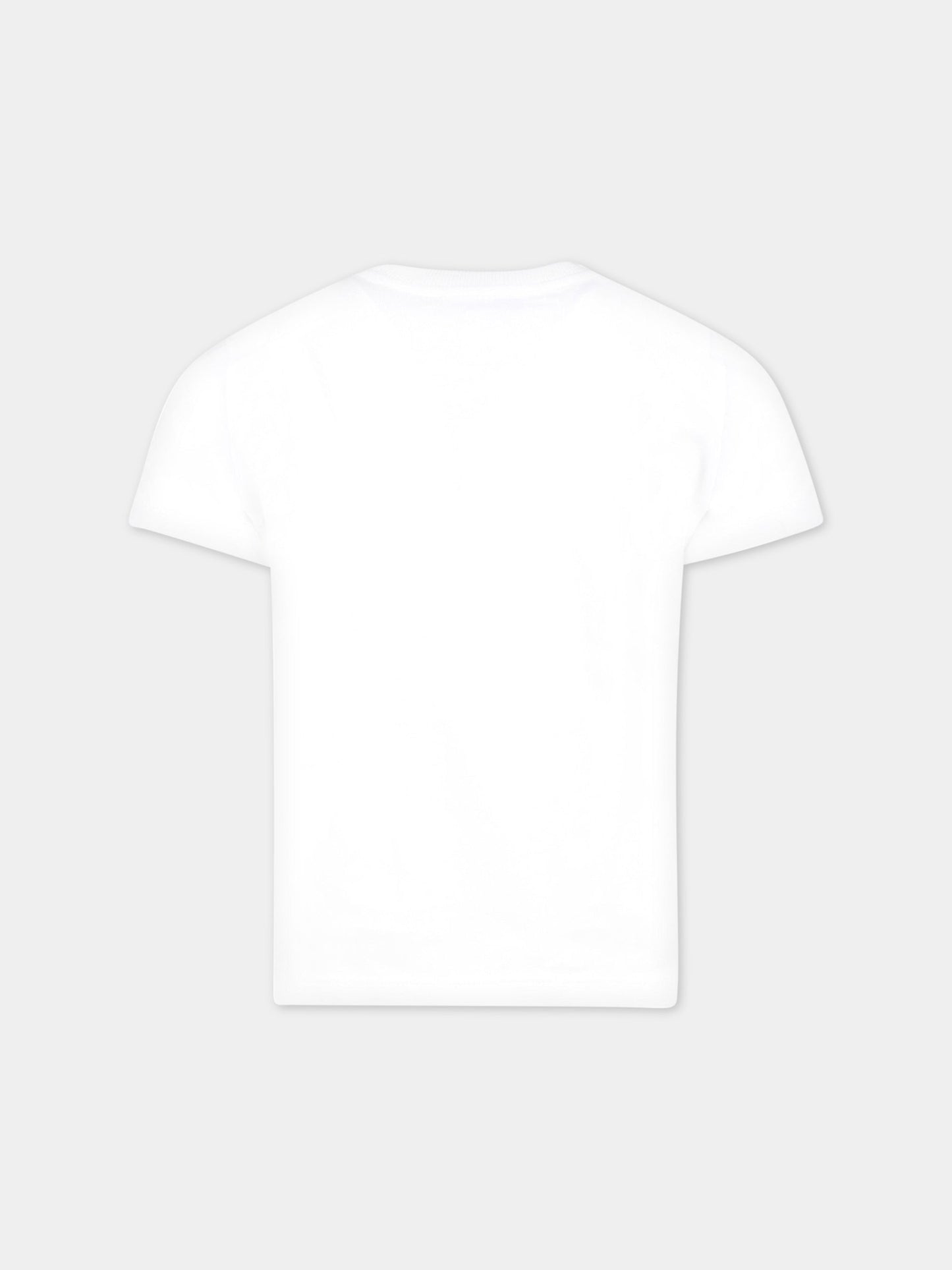 T-shirt bianca per bambini con logo nero,Moschino Kids,HWM03L LAA02 10101