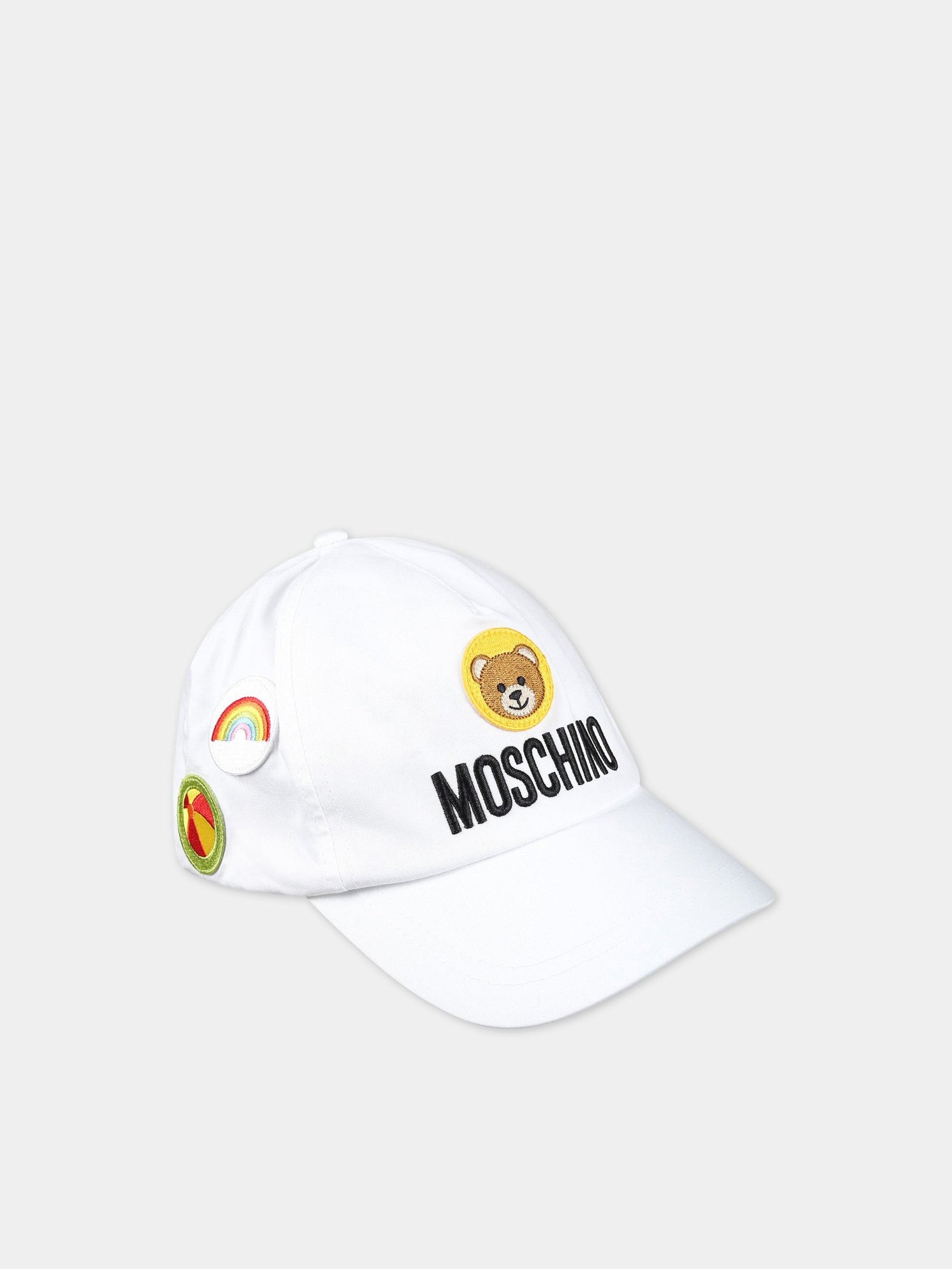 Cappello bianco per bambini con Teddy Bear e logo,Moschino Kids,HXX00W LOA00 10101