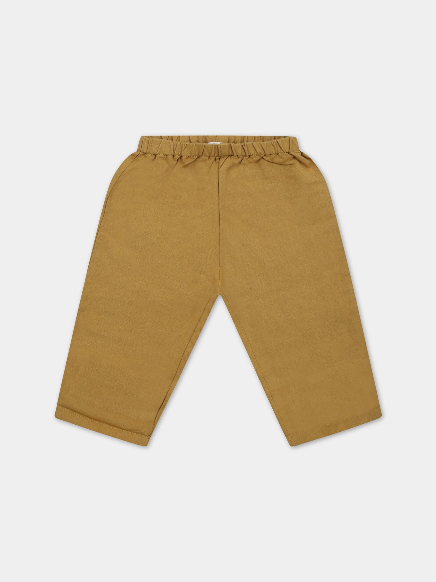 Pantaloni giallo-senape per neonato con logo iconico,Bonpoint,S03YPAW00002 038A