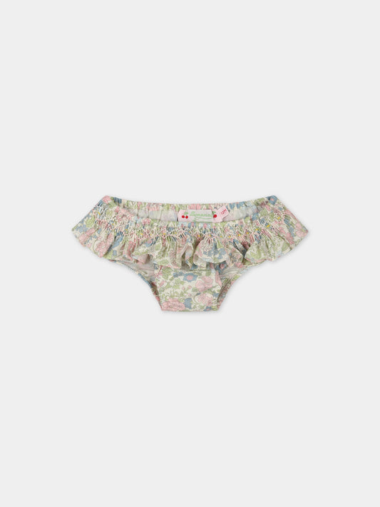 Slip multicolor per neonata con stampa fiori,Bonpoint,S03XSSW00100 520