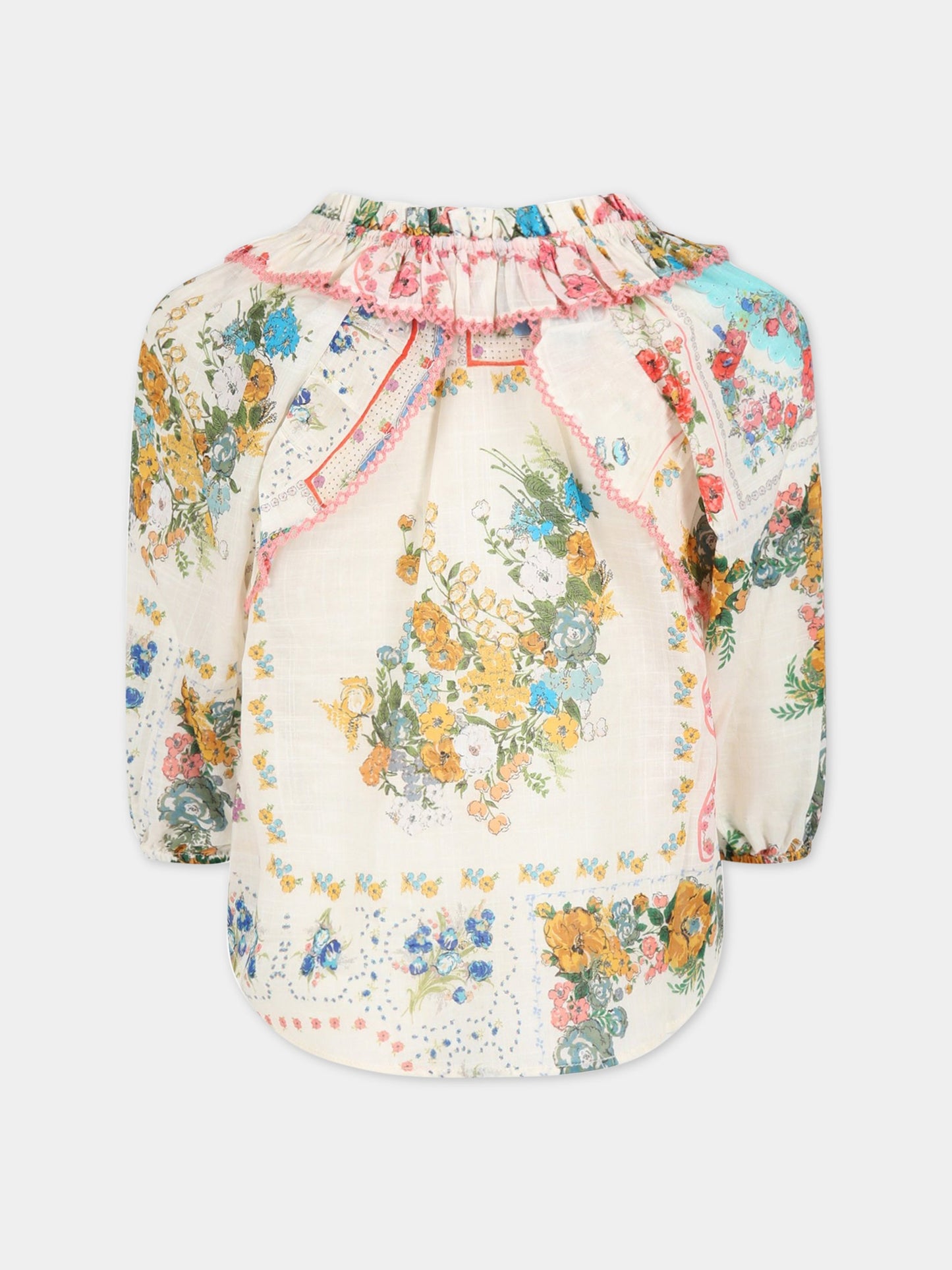 Blusa multicolor per bambina con stampa floreale,Zimmermann,1791TCLO PPAF
