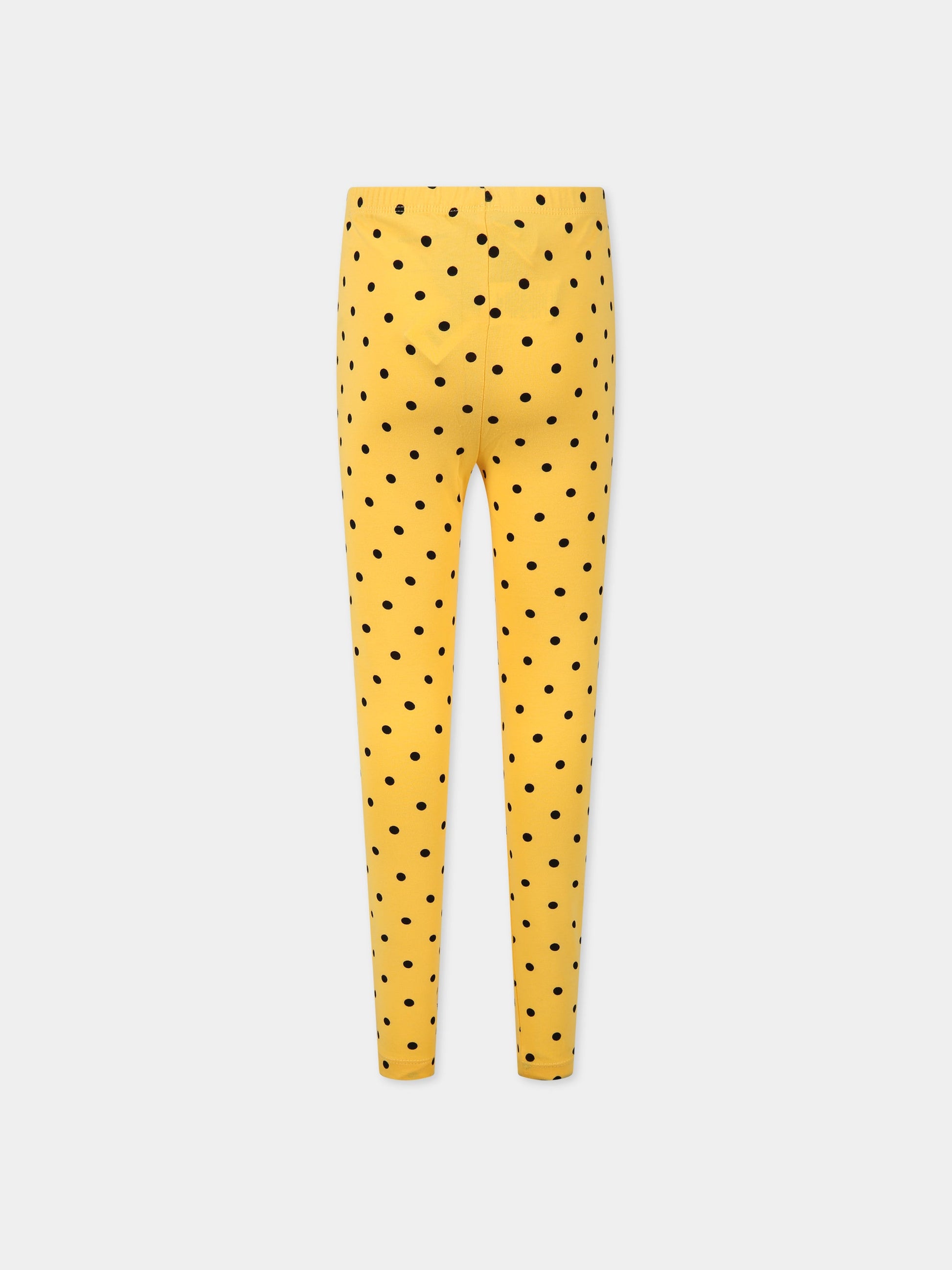 Leggings gialli per bambina con pois neri,Mini Rodini,2323010323