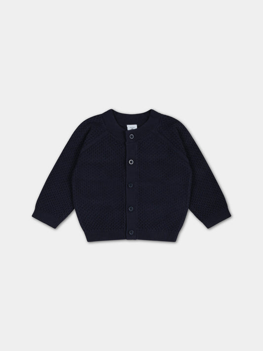 Cardigan blu per neonato,Petit Bateau,A06VK SMOKING