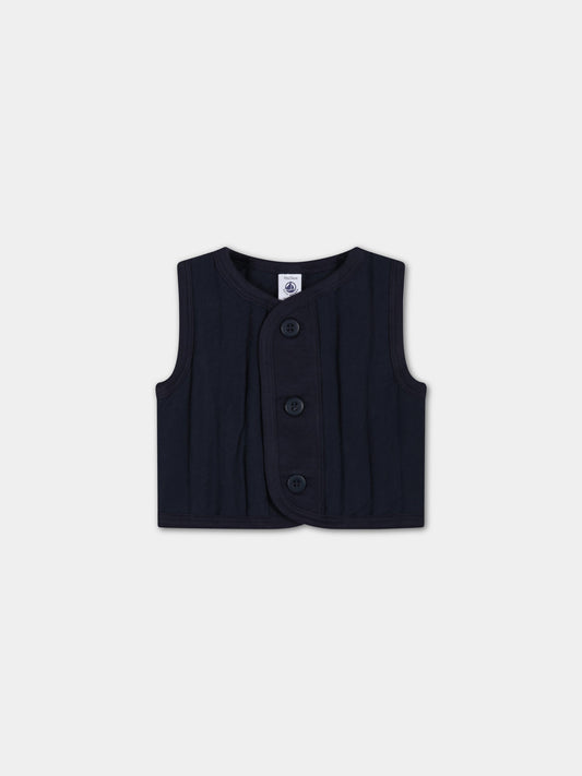 Gilet blu per neonato,Petit Bateau,A072U SMOKING