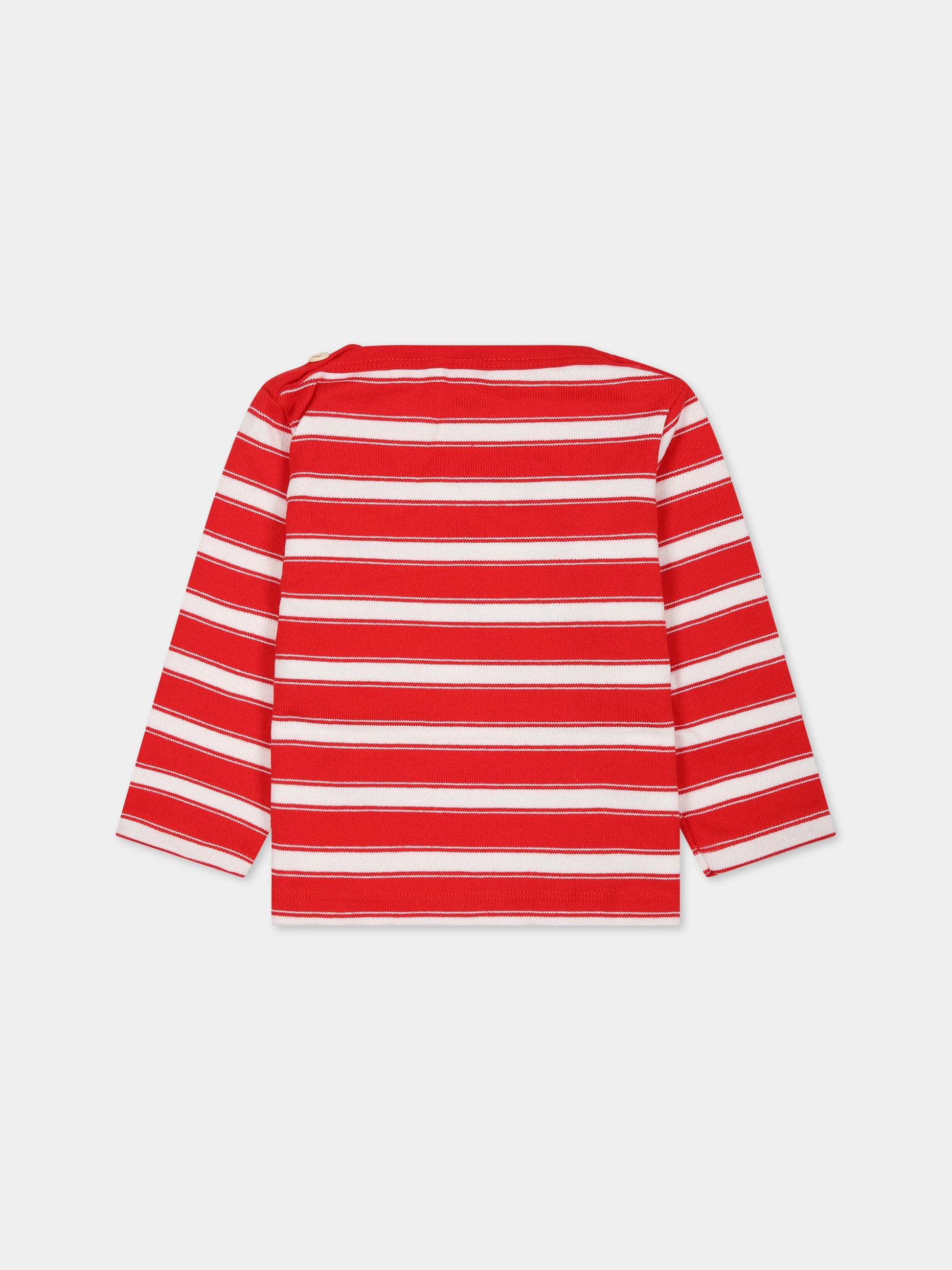 T-shirt rossa per neonati con logo,Petit Bateau,A075Y PEPS/MARSHMALLOW