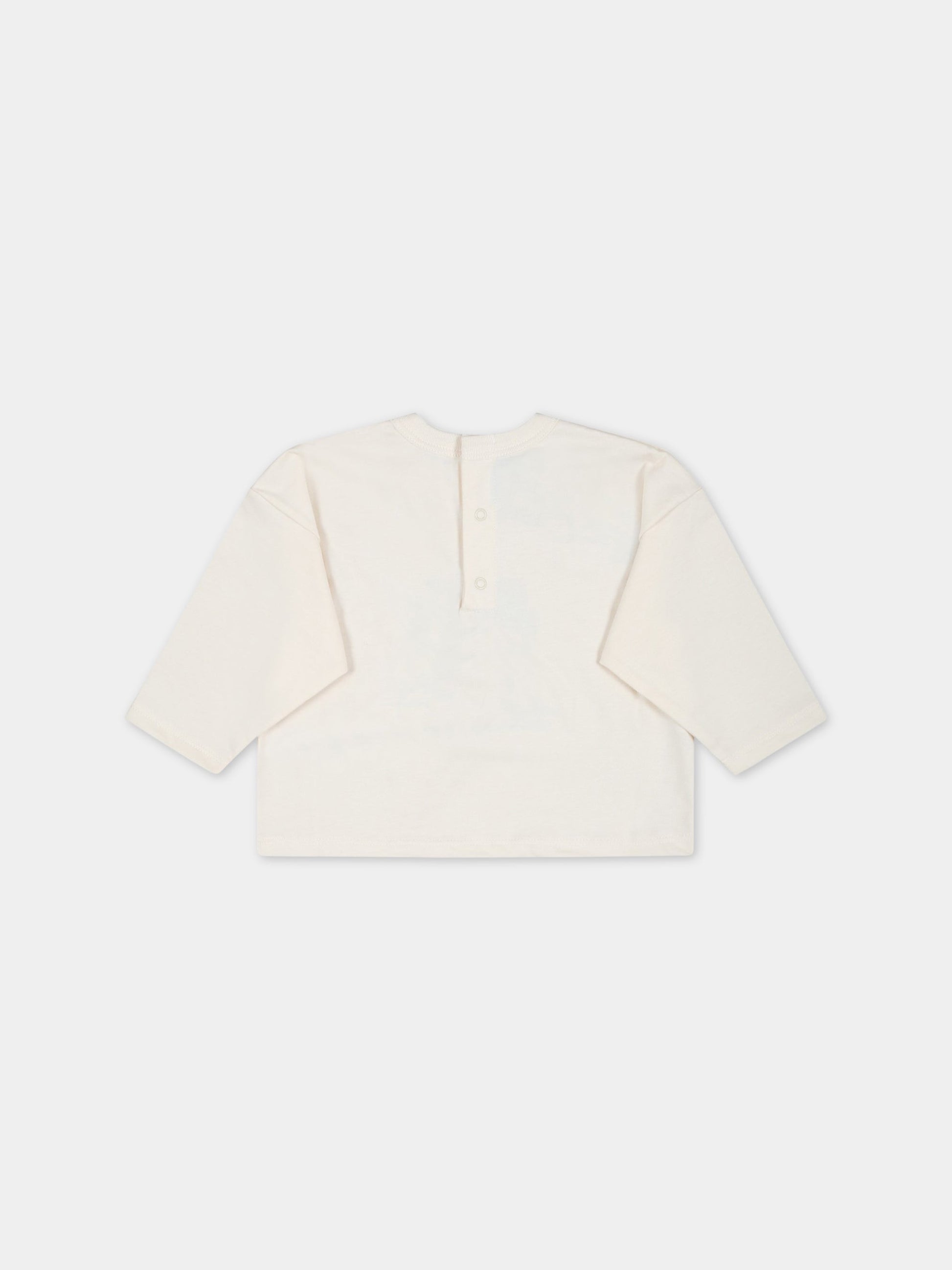 T-shirt avorio per neonato con barca blu,Petit Bateau,A07PX AVALANCHE