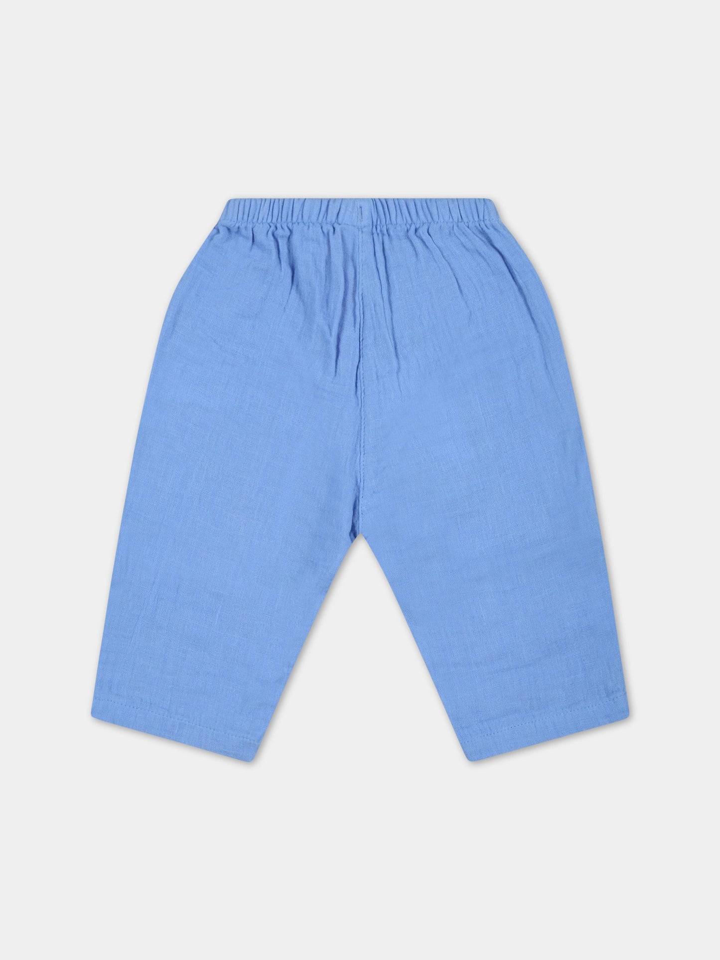 Pantaloni azzurri per neonato con patch logato,Petit Bateau,A0750 EDNA