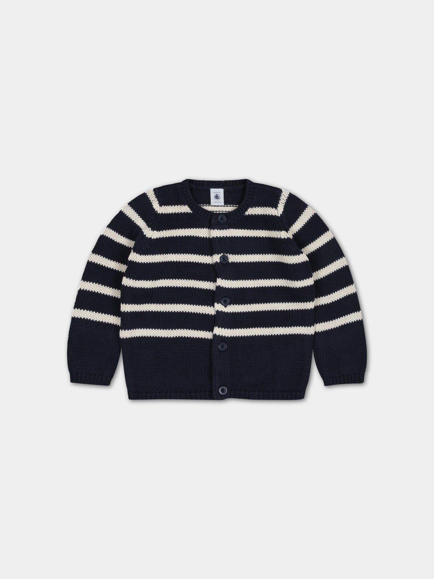 Maglione blu per neonato,Petit Bateau,A07PW SMOKING/AVALANCHE