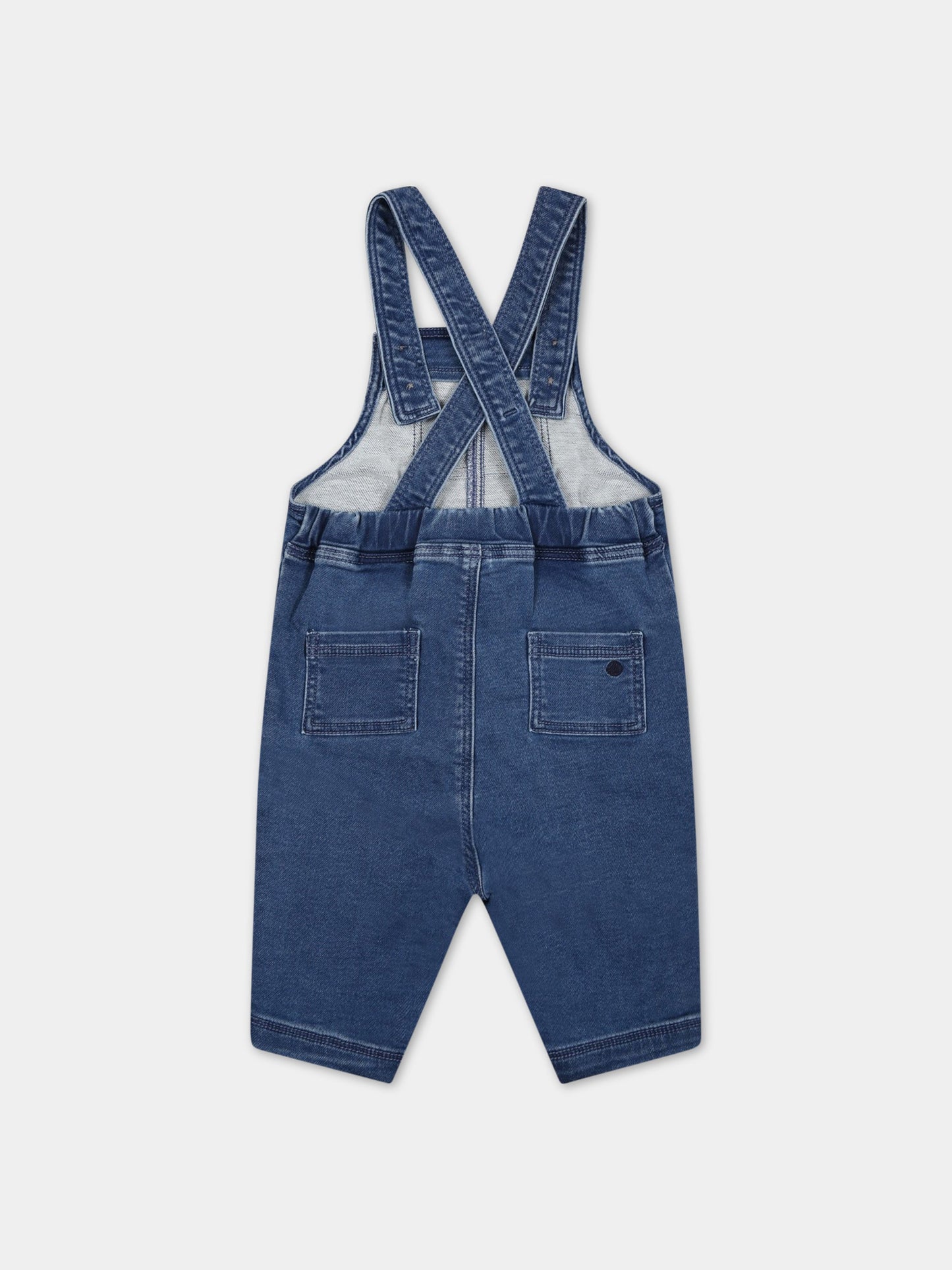 Salopette blu per neonati con logo,Petit Bateau,A0536 BLEU DELAVE