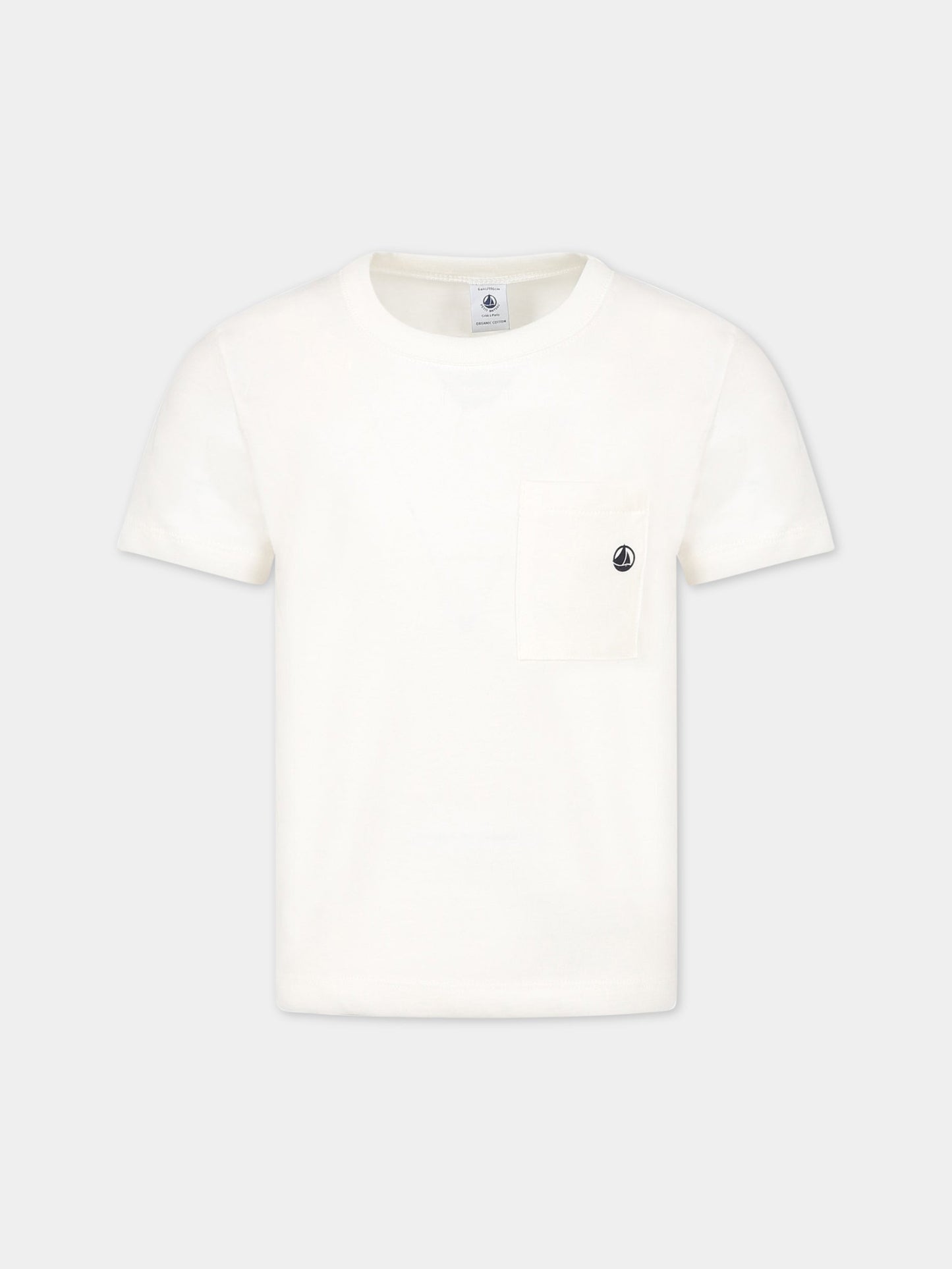 T-shirt avorio per bambino con logo,Petit Bateau,A072H MARSHMALLOW