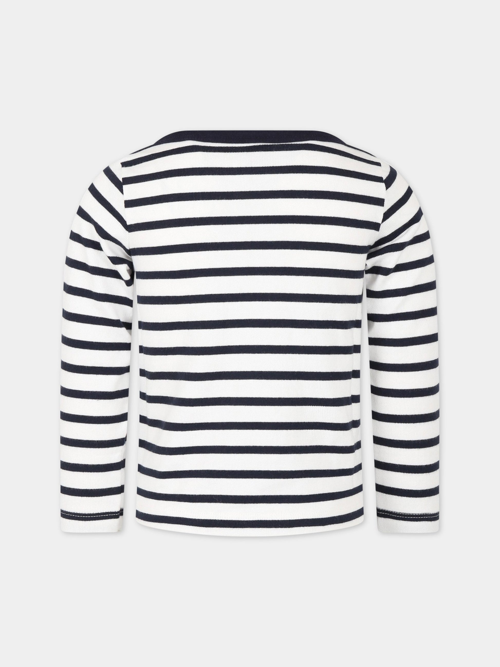 T-shirt multicolor per bambino con patch logo,Petit Bateau,A04O9 MARSHMALLOW/SMOKING