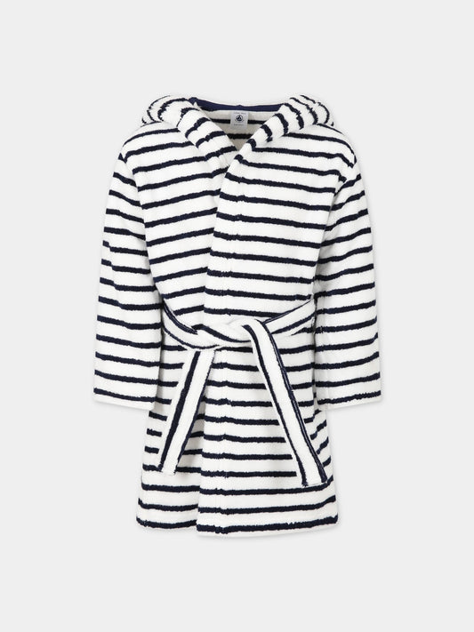 Accappatoio multicolor per bambino con logo,Petit Bateau,A0079 LAIT/MEDIEVAL