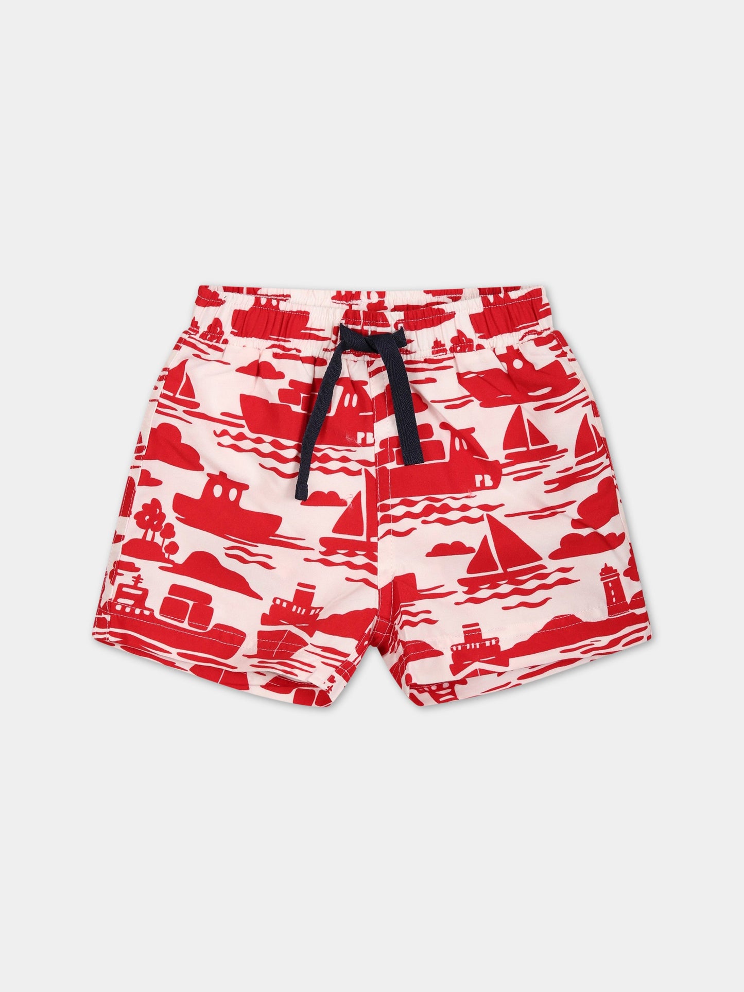 Boxer-mare multicolor per neonato con stampa   Boat ,Petit Bateau,A06RD AVALANCHE/ROUGE