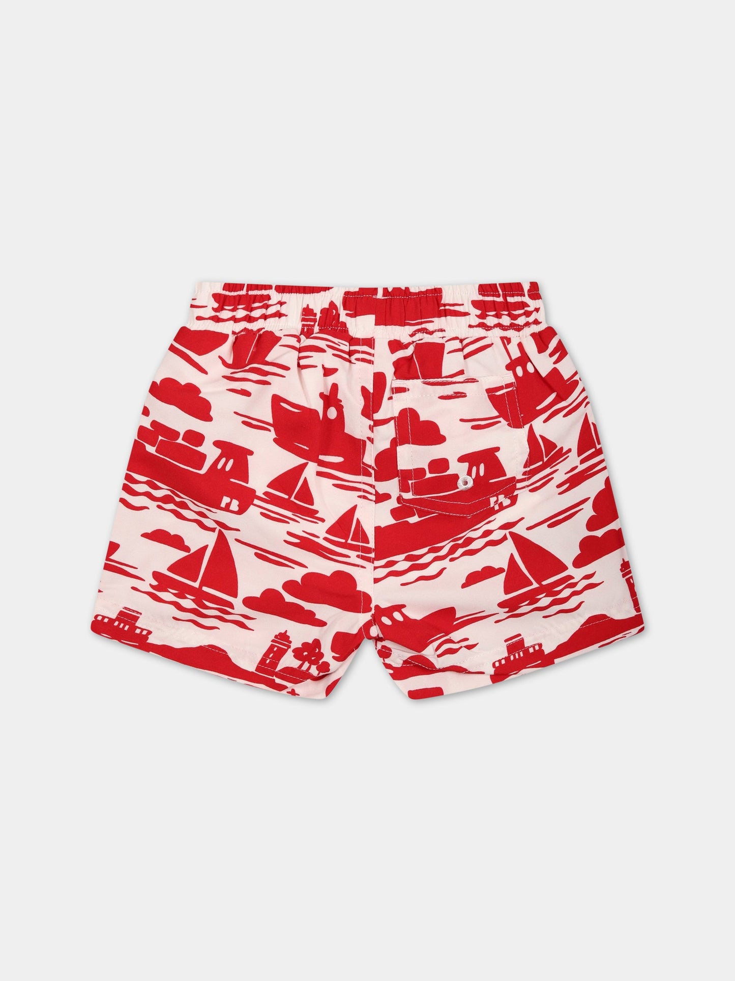 Boxer-mare multicolor per neonato con stampa   Boat ,Petit Bateau,A06RD AVALANCHE/ROUGE